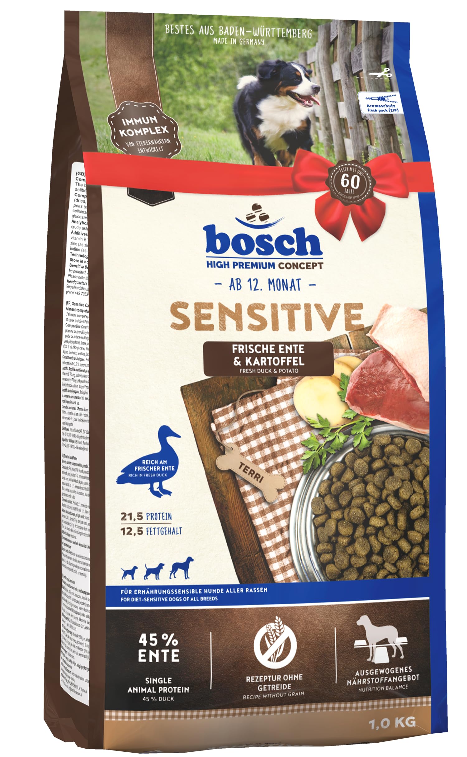 bosch HPC Sensitive Ente & Kartoffel | Hundetrockenfutter fr  ernhrungssensible Hunde aller Rassen | 1 x 3 kg : Amazon.de: Haustier