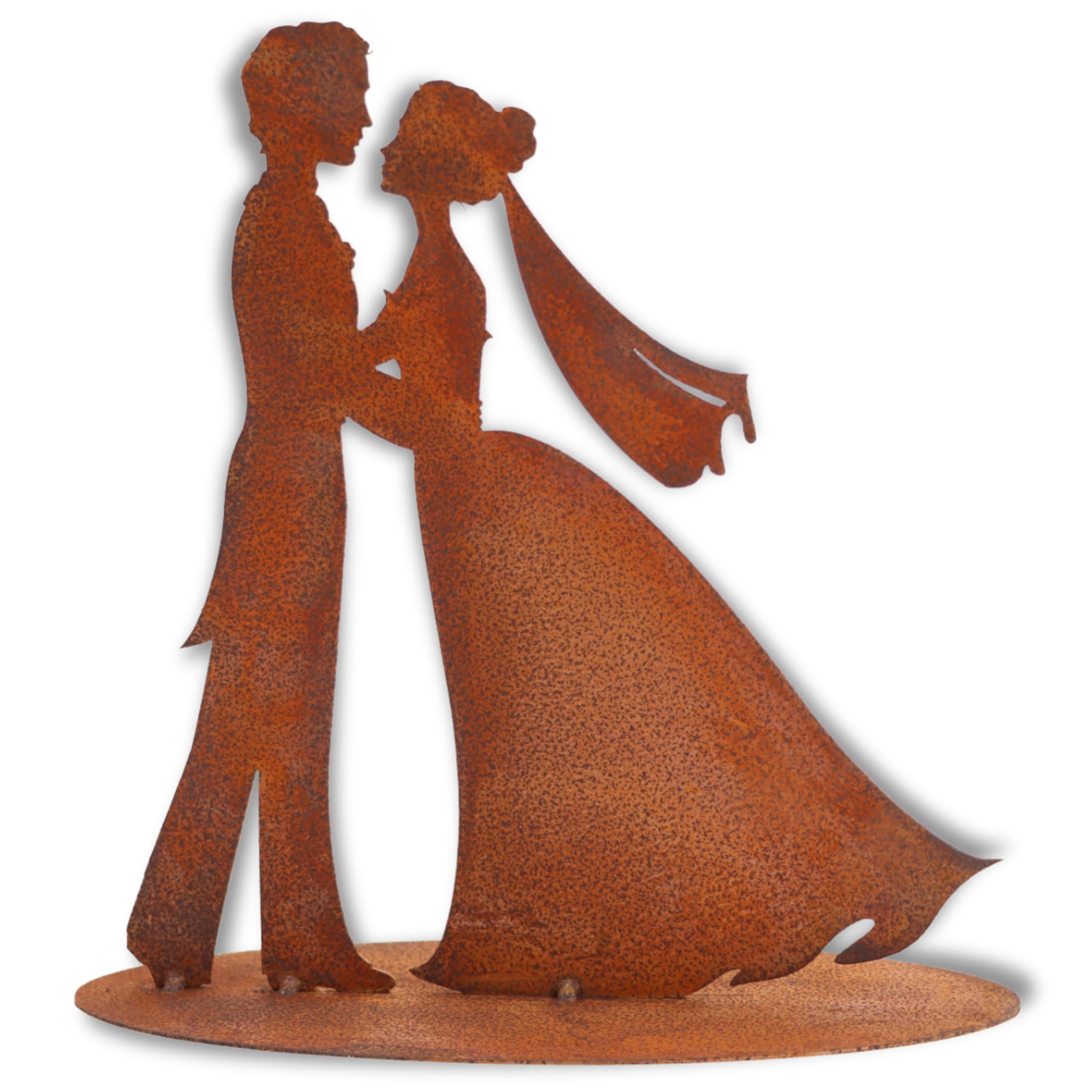 Rostikal Brautpaar Figur 50cm - einzigartiges Hochzeitsgeschenk für Tischdeko - Dekorative Rost Metall Deko Figur ideal für Jede Hochzeitsfeier – Handgefertigt