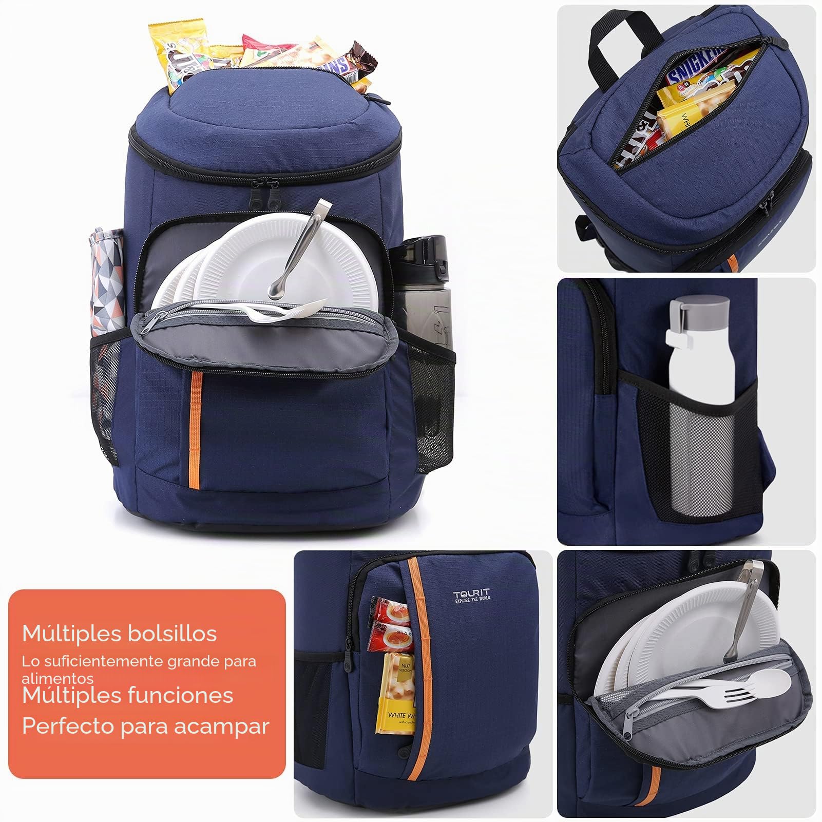 TOURIT Mochila Nevera Térmica con abridor de Botellas Ligera y de Gran Capacidad para Hombres y Mujeres, para picnics, Senderismo, Playa, Parque o Viajes en el día de la Familia