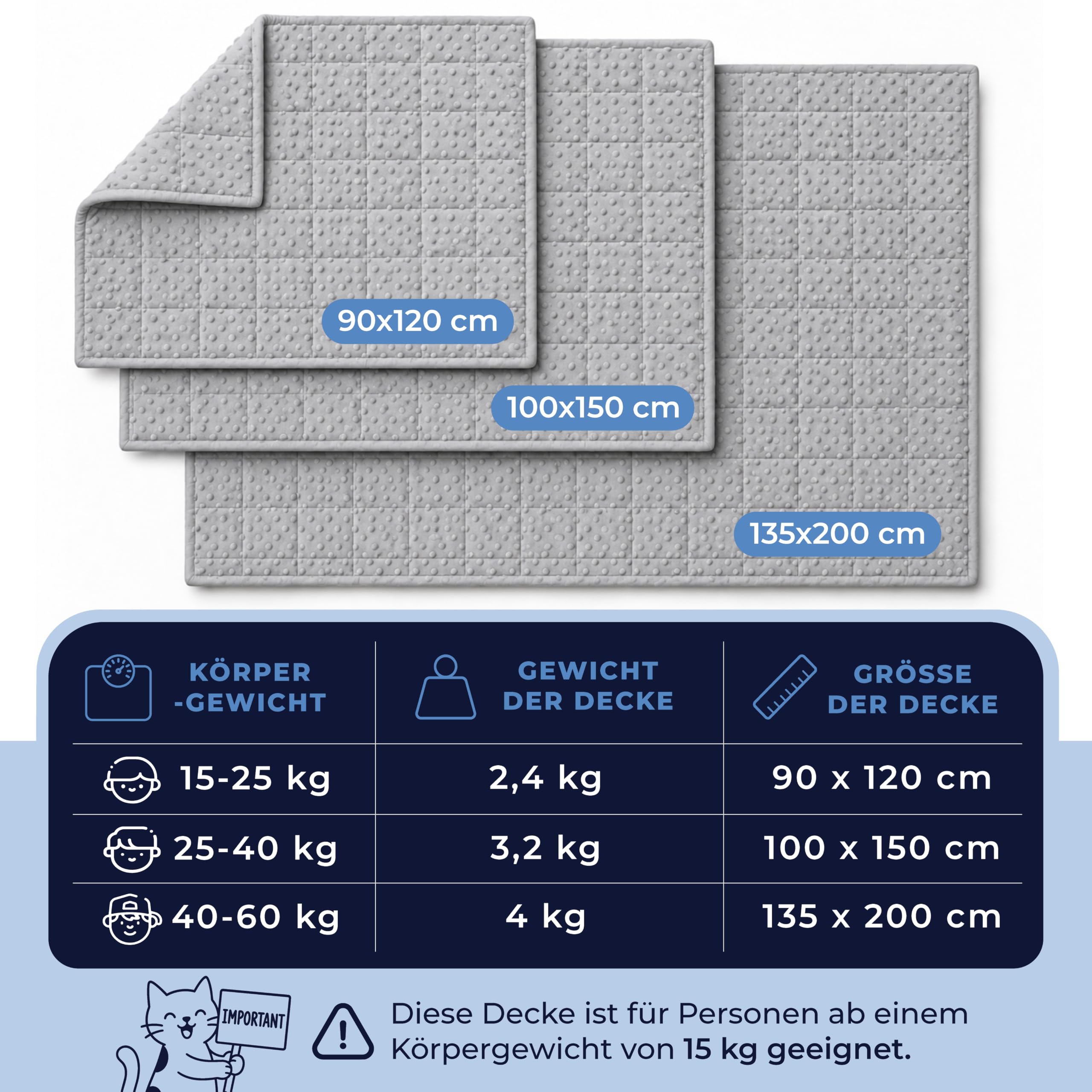 Dreamzie - Gewichtsdecke Kinder 3,2 kg 100x150cm,Weighted Blanket