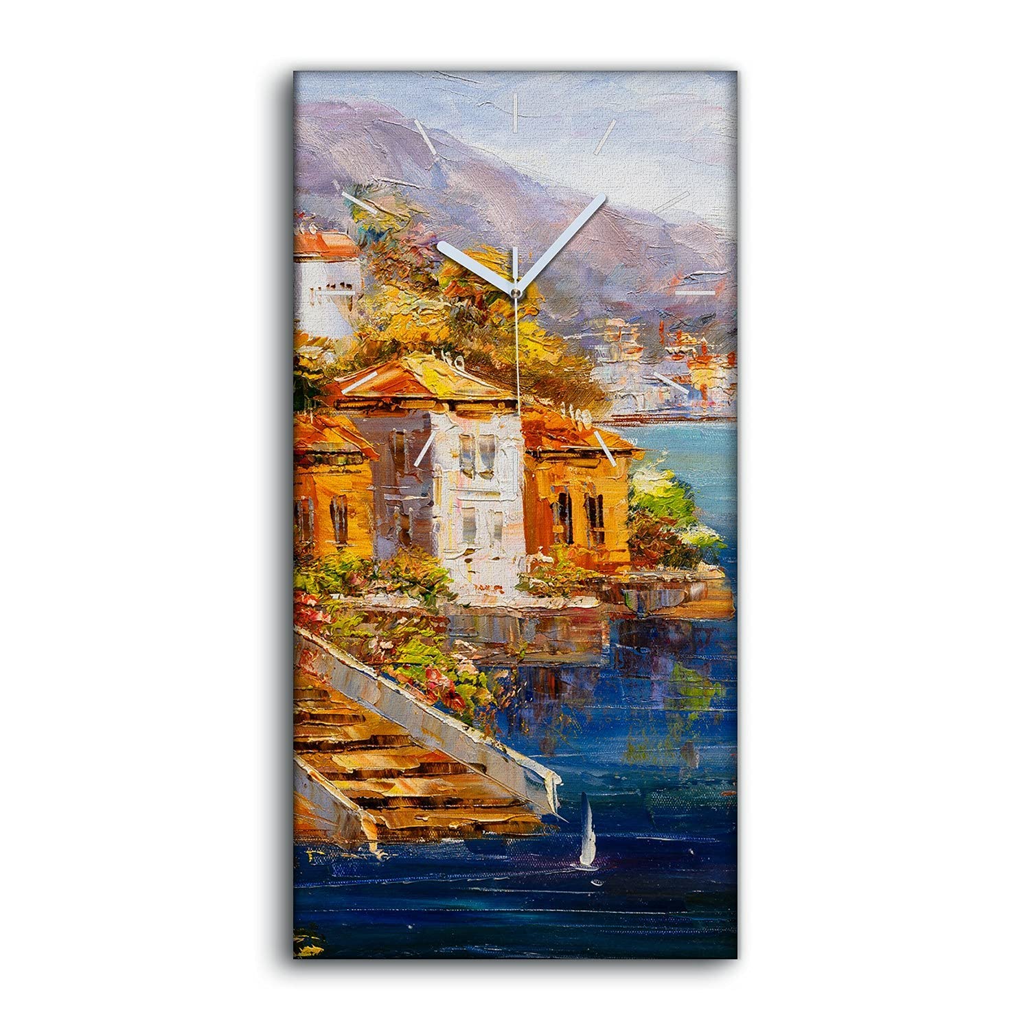Horloge sur toile sans tic-tac 30x60cm tableau art moderne