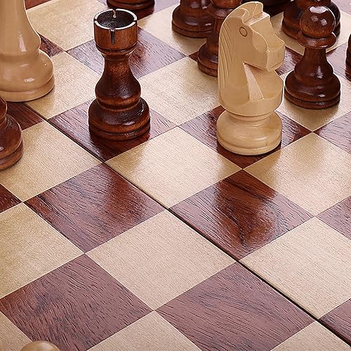 Miniatura 8 de Juego de ajedrez plegable de nogal de 15 pulgadas con almacenamiento, tablero de ajedrez portátil tamaño torneo para adultos, viajes, noche de