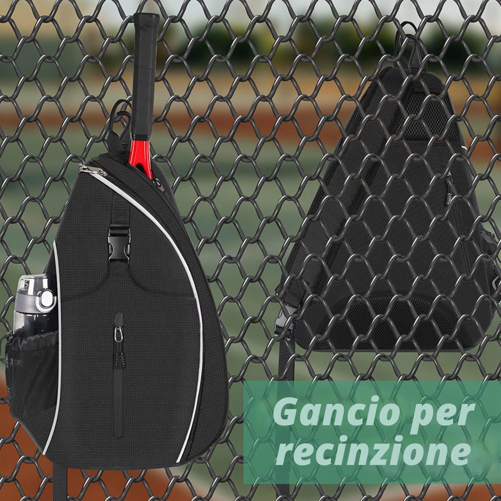 Borsa da tennis per 2 racchette, borsa per racchette da tennis, zaino da tennis, racchetta da badminton, borsa per il trasporto, borsa per tennis, pickleball/badminton/squash
