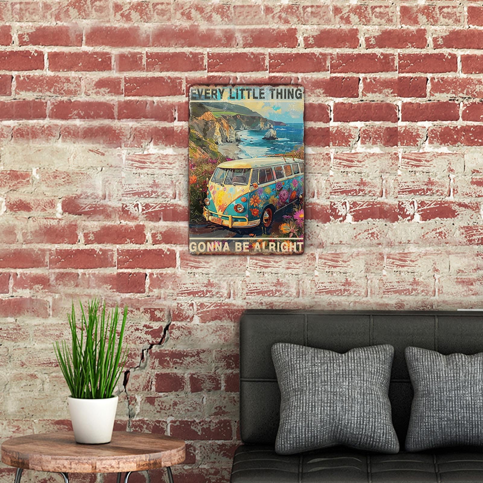 Eastern Print Vintage Hippie Poster, Every Little Thing Is Gonna Be Coffee Bar Sign Peace Love