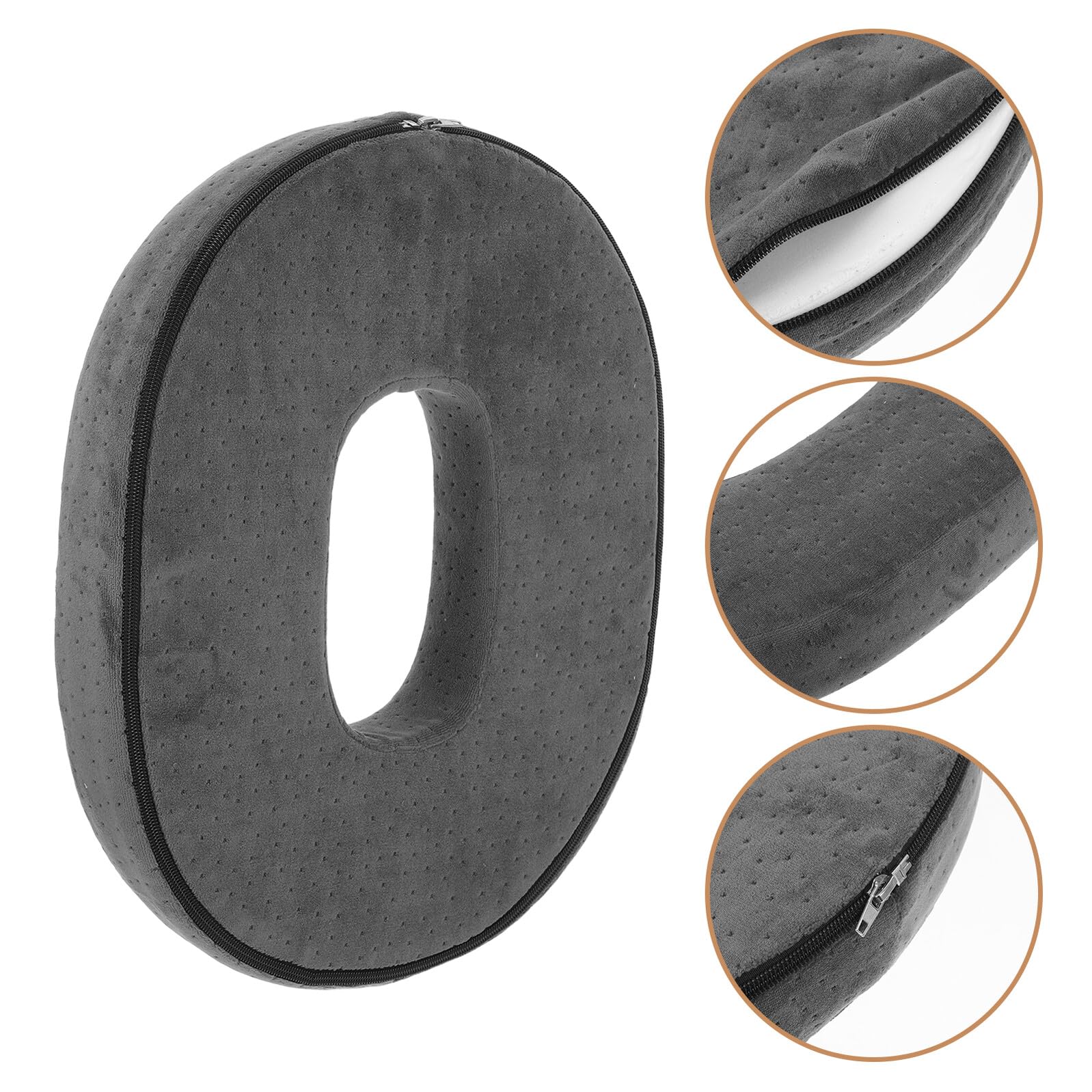 Healeved Almohadilla de Espuma Viscoelástica para Silla 43X35X7 CM Cojín Ergonómico con Diseño Ovalado y Centro Hueco Soporte para Coxis y Zona Lumbar Cojín Transpirable para Oficina y