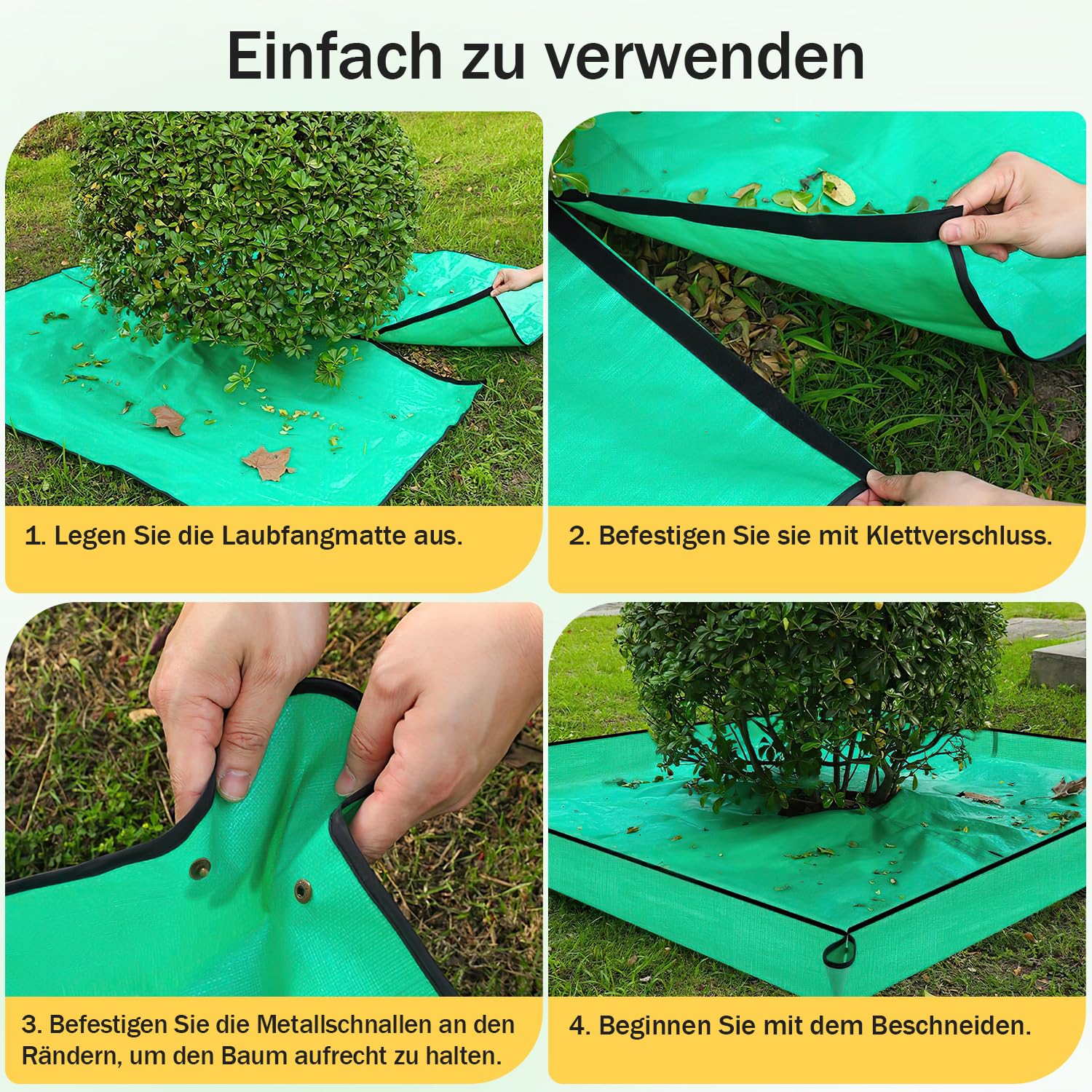 Krajobrazowa plandeka do przycinania 2 x 2 m przenośnik liści z otworem 30 cm plandeka do przycinania drzew z pierścieniami kątowymi płótno do czyszczenia resztek liści