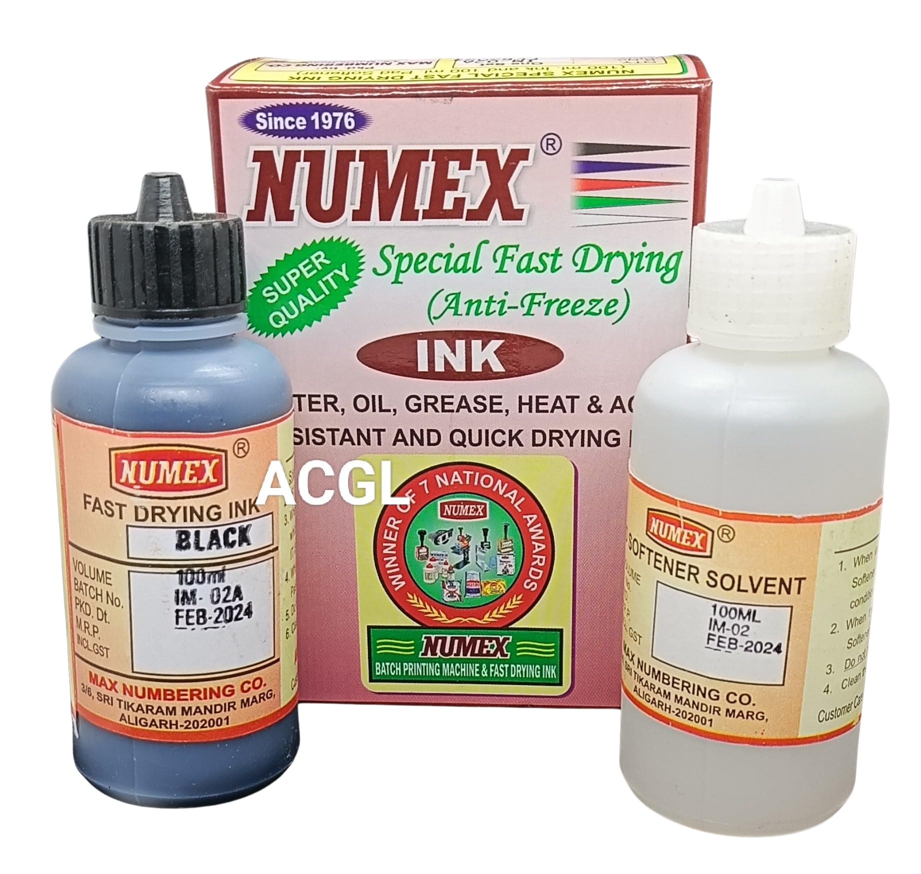 NUMEX Batch Printing Machine Fast Drying Ink Permanent Black Ink (A27) (100ml)