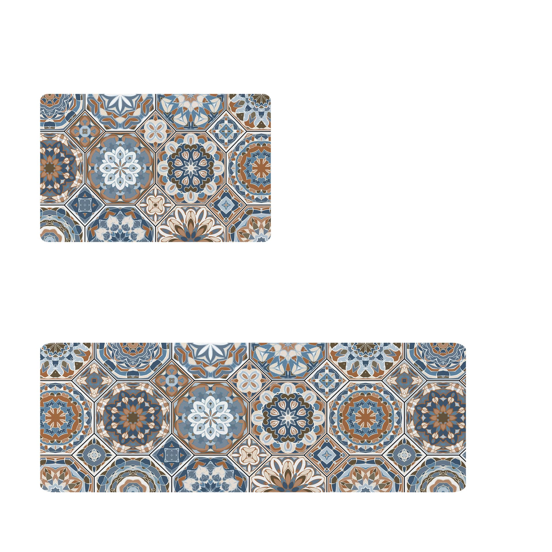 Kitchen Rug Comfort Floor Mat,Anti Fatigue Sets 2 Piece Non Slip Cushioned Kitchen Rugs and Mats Non Skid Kitchen Mats for Floor Waterproof Kitchen Carpet Rug Runner for Sink Laundry Standing (brown)