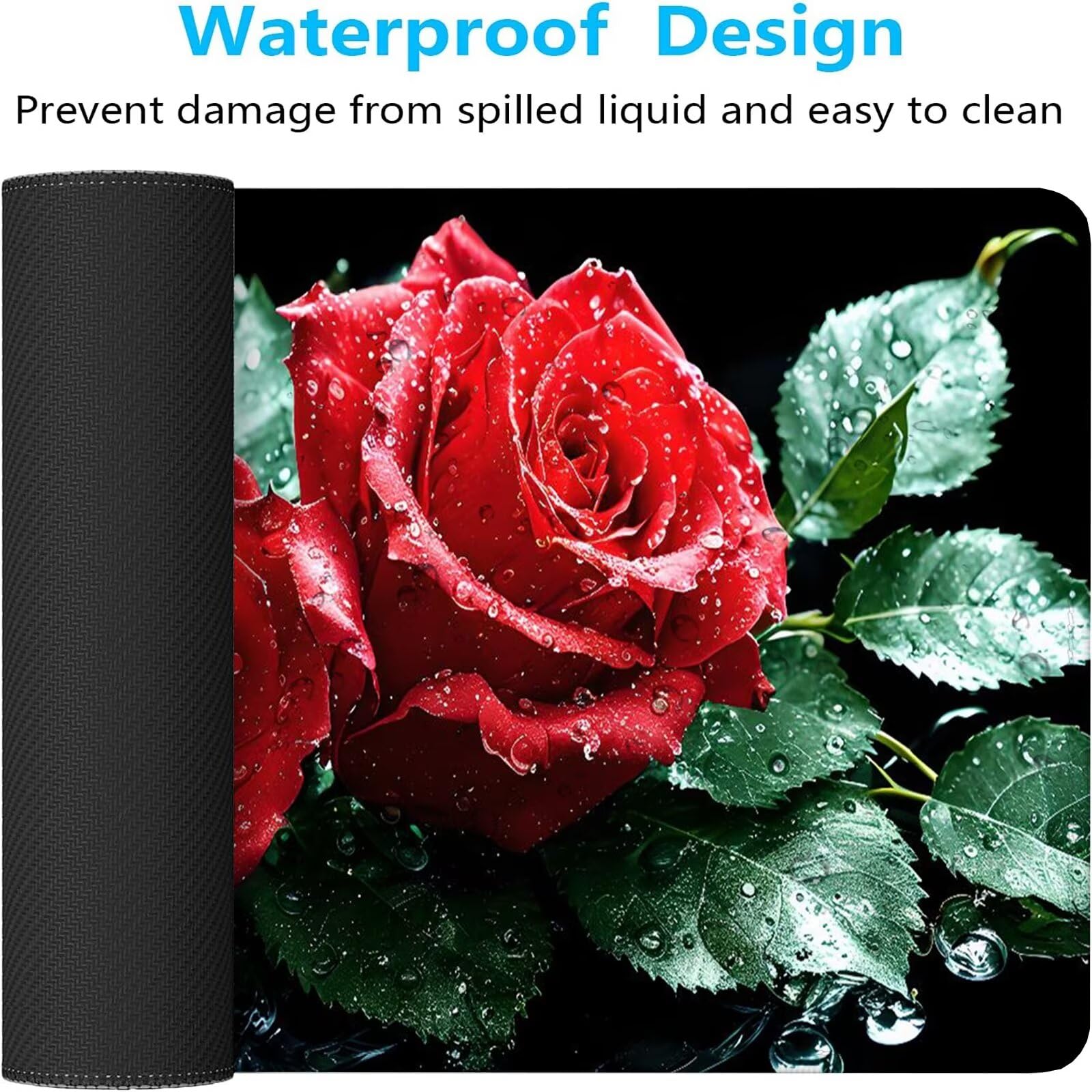 Rosso Tappetino Mouse Gaming, Tappetino Mouse XXL 1200 x 500 mm, Tappetino Mouse Rosa, Mouse Pad con Base Antiscivolo, Bordi Cuciti Tappetino per Mouse, Tappetino Mouse Gaming di Alta Precisione S-22