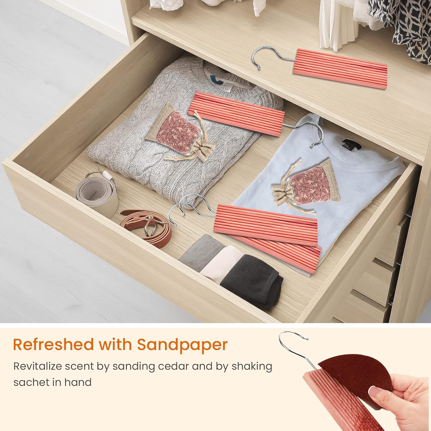 Homode Cedar Blocks for Clothes Storage, 100% Aromatic Red Ceder Wood, Cedar Balls and Cedar Sachets for Closets and Drawers