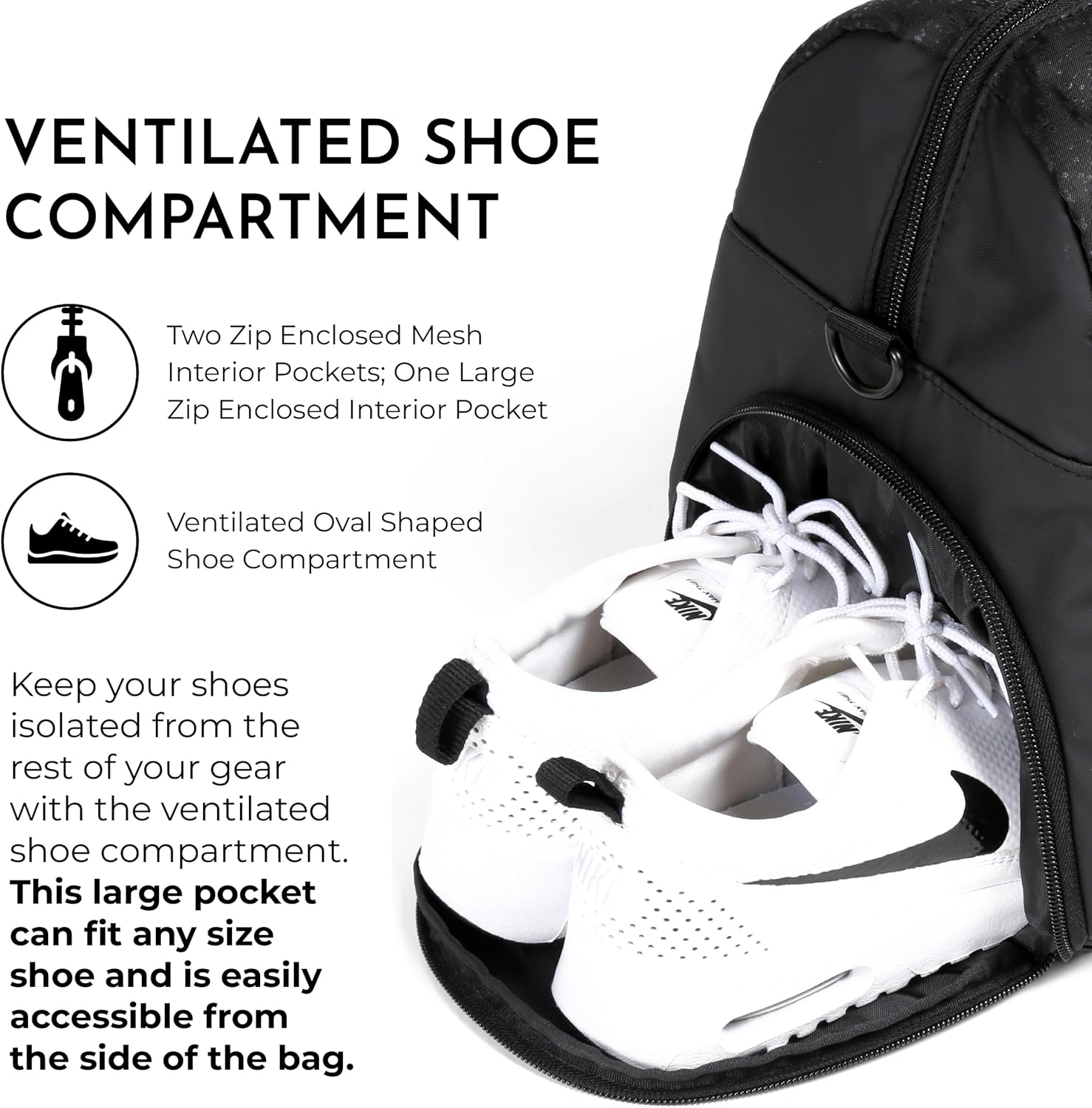 Vooray 25L Trainer Duffel Bag – Lightweight Travel Duffel for Women and Men with Shoe Pocket, Workout Bag, Weekender for Overnight, Football, Traveling, or Hospital Use - Image 4