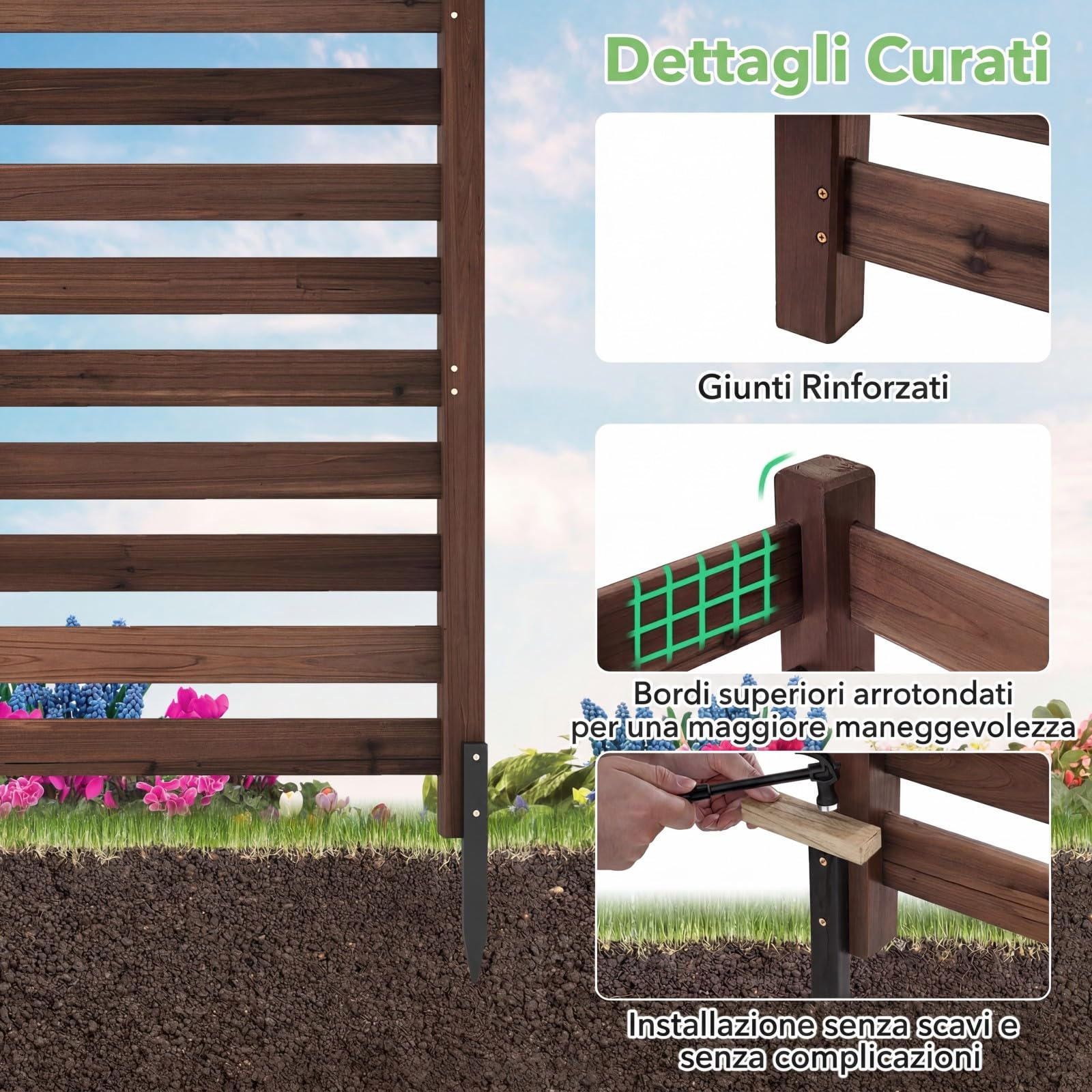 COSTWAY Recinzione da Giardino in Legno Massello, Schermo per Privacy da Esterno Regolabile, Pannelli Privacy da Giardino per Condizionatore e Bidoni della Spazzatura e Divisorio di Spazio (Marrone)