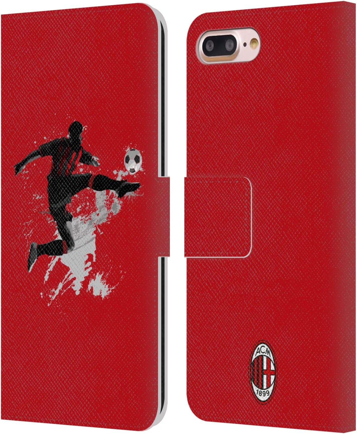 Head Case Designs Officially Licensed AC Milan Kick 1 Teens Leather Wallet Case Compatible with Apple iPhone 7 Plus/iPhone 8 Plus