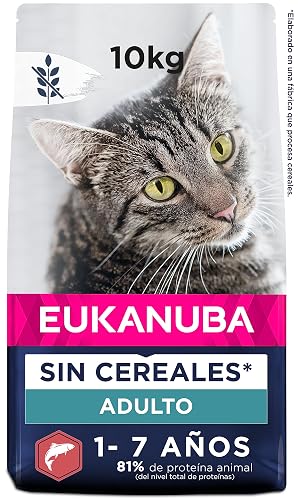 EUKANUBA Grain Free Alimento Seco para Gatos Adultos, Salmón, 10kg