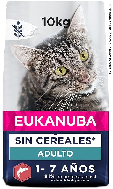 EUKANUBA Grain Free Alimento Seco para Gatos Adultos, Salmón, 10kg
