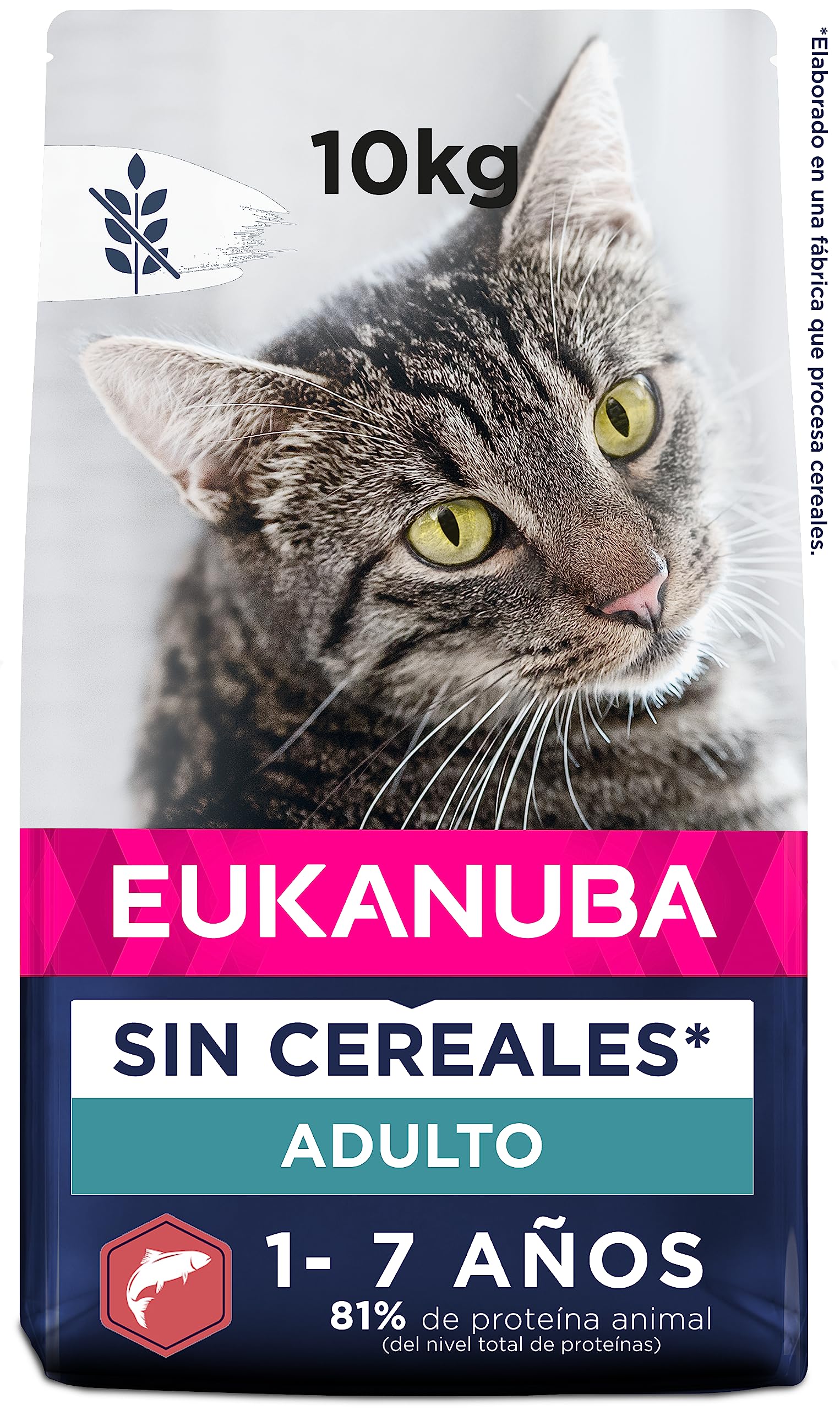 EUKANUBA Grain Free Alimento Seco para Gatos Adultos, Alimento Seco Premium Rico en Salmón para Gatos, 10 kg