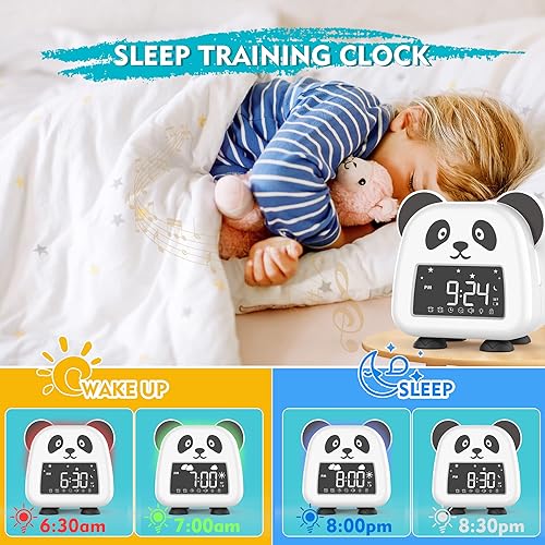 Miniatura 4 de USAOSHOP Reloj despertador para niños pequeños con máquina de sonido de luz nocturna, temporizador de siesta, reloj despertador de luz de despertar