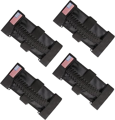 Bestaoo 4 asas de agarre de barra antivuelco para Jeep Wrangler CJ YJ TJ JK JL y Gladiator JT 1955-2024, cuerda de paracaídas premium, hebilla de