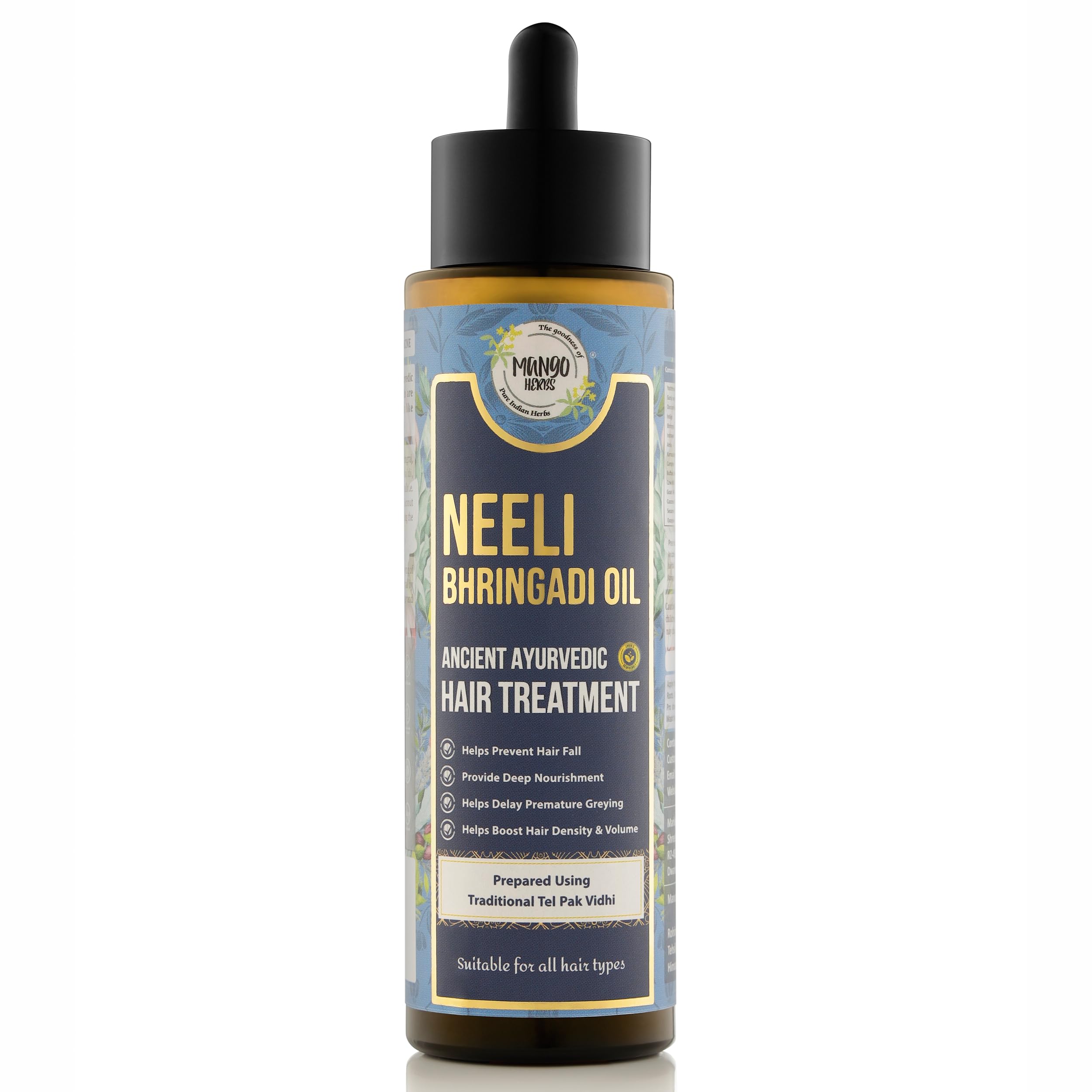 Mango Herbs Neelibhringadi Oil | 9 Ayurvedic Herbs in Buffalo, Cow, Goat, and Coconut Milk, Blended in Sesame Oil | Supports Healthy Hair | 100ml-image-10