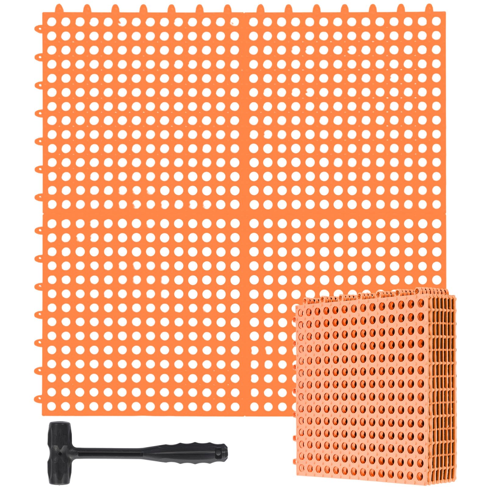 Drydiet 8 Pack Drainage Tiles Modular Interlocking Floor Tiles with 1 Pc Plastic Hammer 12" x 12" Cushion Mat Non Slip Rubber Floor mat with Holes for Pool Bathroom Deck Kitchen Patio (Beige) — Amazon image 16
