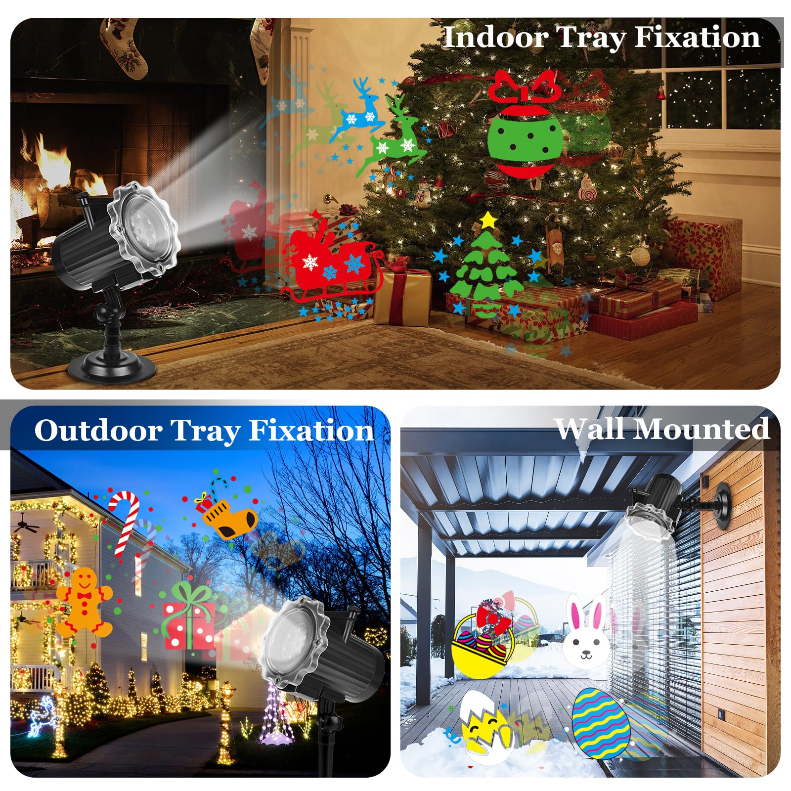 Proiettore Luci Natale, Proiettore Luci Natale Esterno 16 Diapositive Modelli con Telecomando e Timer, Impermeabile IP65 Proiettore Natale Esterno & Interno per Natale Giardino