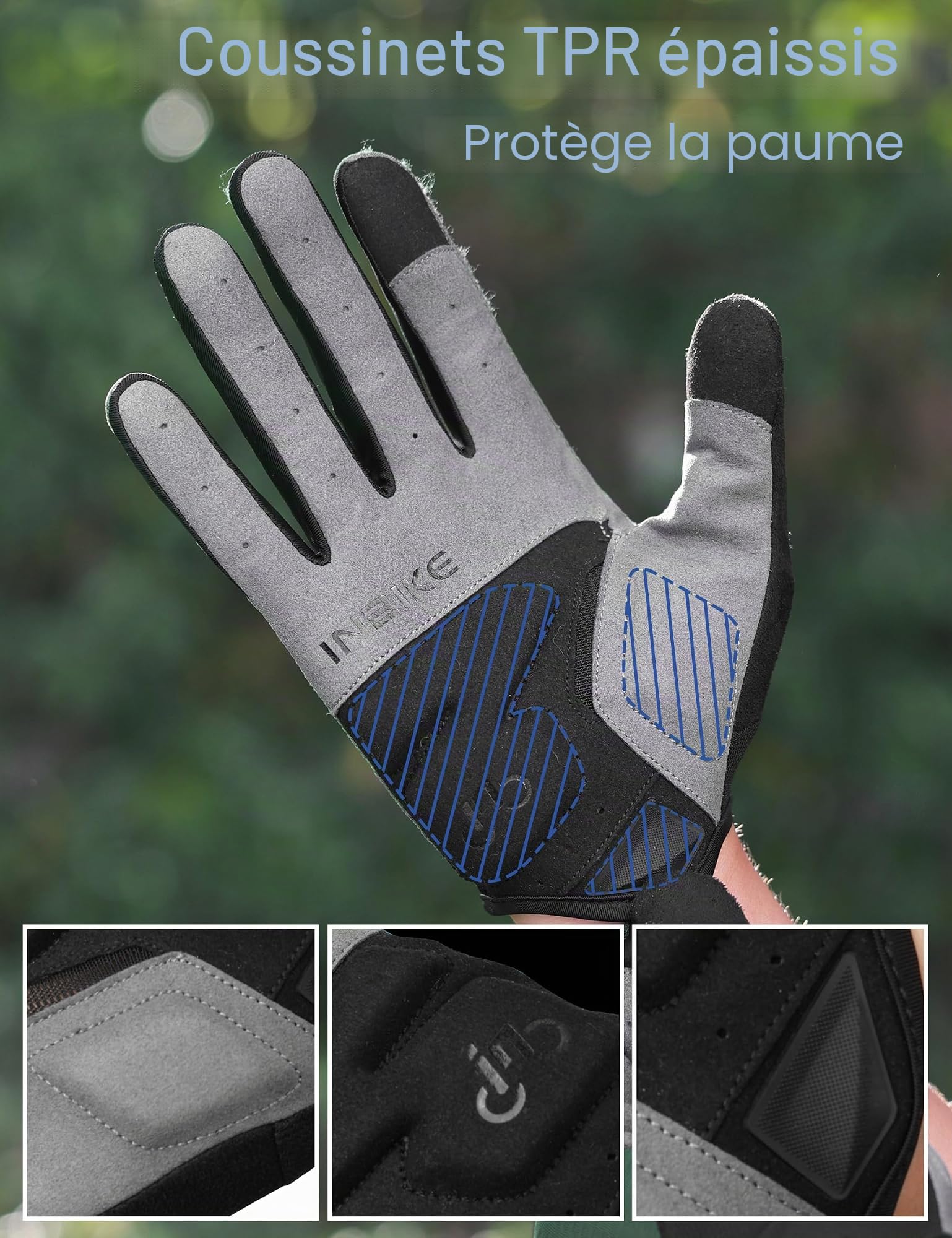 INBIKE Gants de Cyclisme pour Homme VTT Gants Velo à Doigts Longs avec Ecran Tactile Elastique Gants Respirant et Multifonctionnel