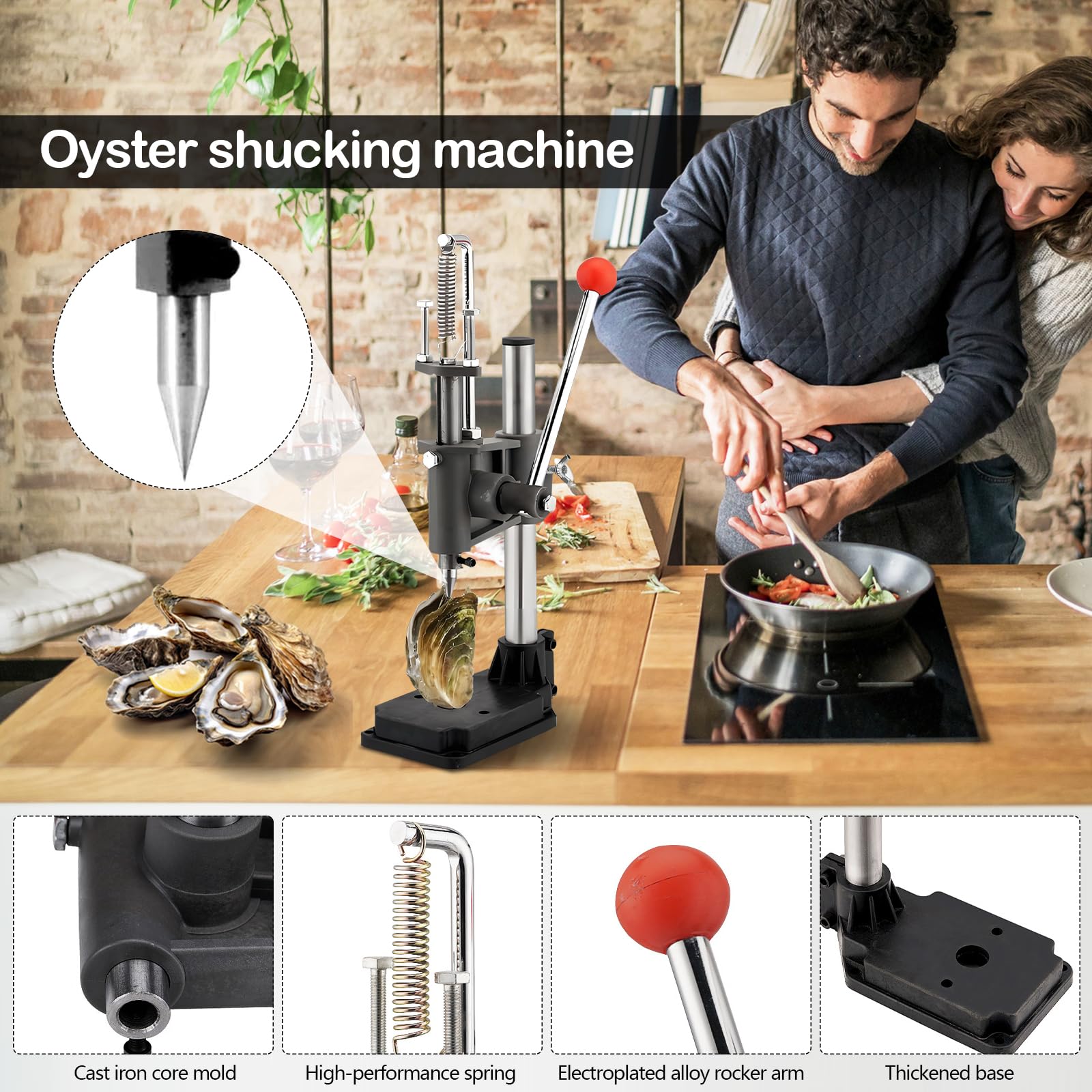 Abridor Ostras, Cuchillo Ostra Juego de Herramientas para Abrir ostras de Acero Inoxidable, Abridor de ostras de Altura Ajustable Herramienta para Mariscos para Restaurantes y Hogares