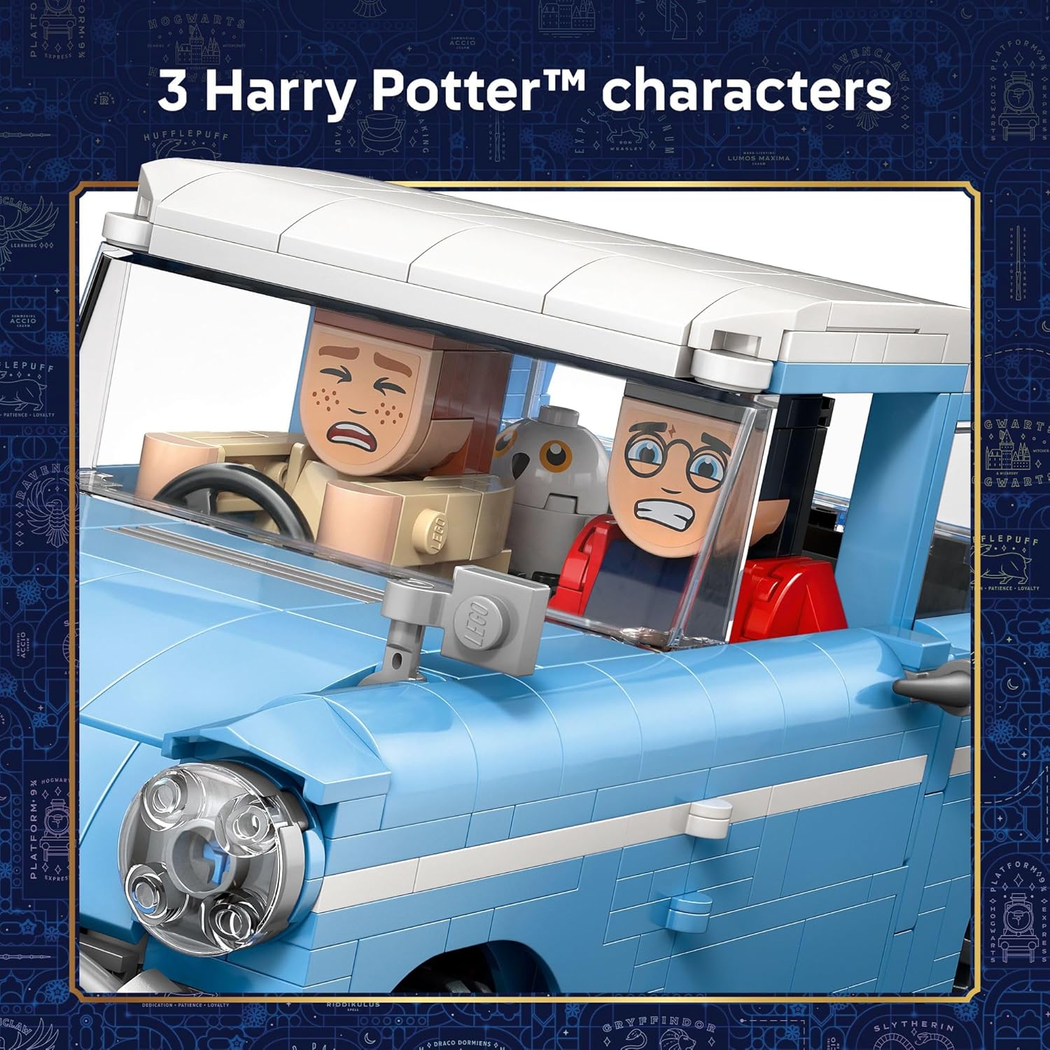 LEGO Harry Potter Enchanted Flying Ford Anglia Car Building Toy for Boys & Girls - Book Shelf & Bedroom Decor for Ages 14+ - W/Harry, Ron, & Hedwig Minifigures - Gift Idea for Birthdays - 76470