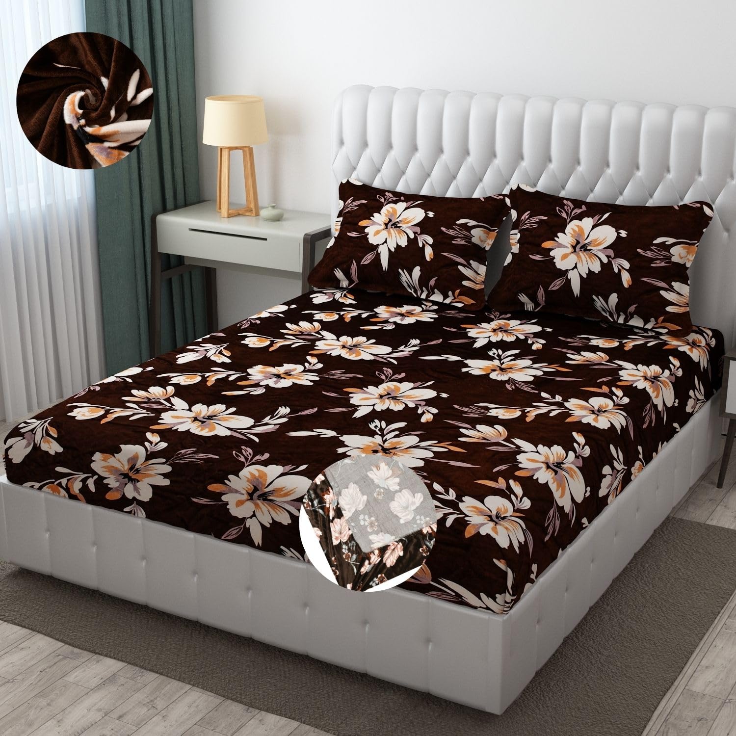Warm Winter Bed Sheets - King Size, Dark Green -9