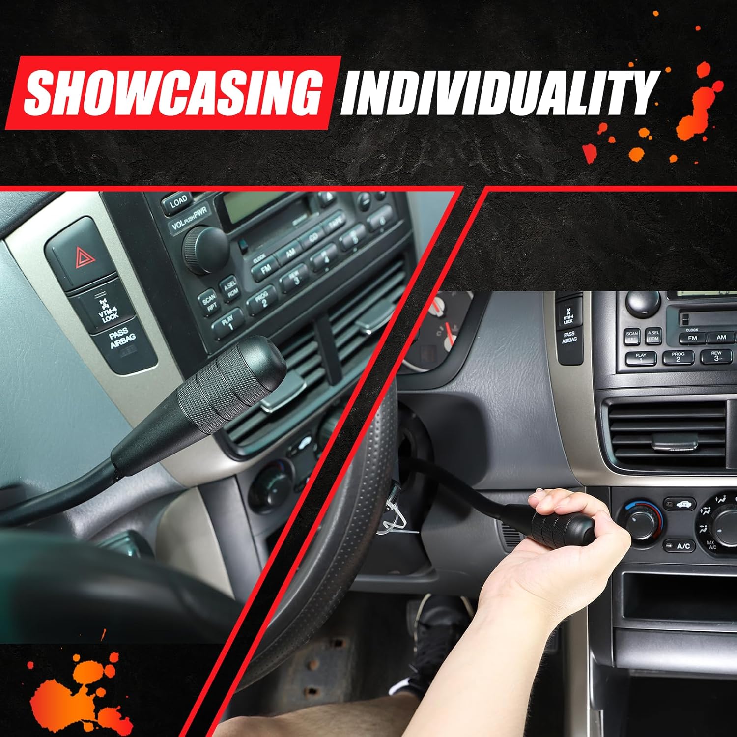 Shift Knob Replacement Compatible with Honda Pilot 2003-2008 - Textured Aluminum Gear Shift Handle with Enhanced Grip - Honda Pilot Interior Accessories (Black)