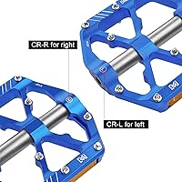 Vista 7 de MZYRH 3 Bearings Mountain Bike Platform Pedals - Flat Alloy 9/16" Non-Slip Bicycle Pedals Blue with Reflectors
