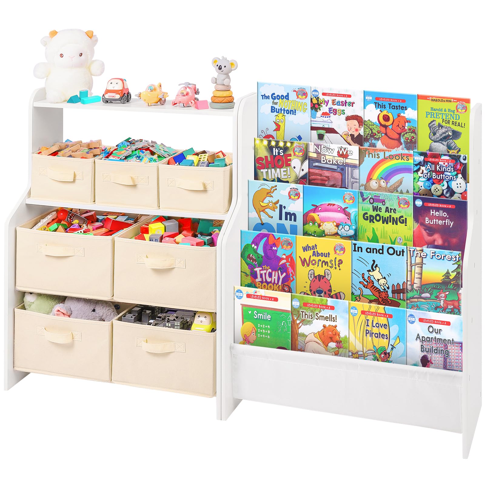 Toy Storage Organizer with Kids Toy Shelf and 7 Storage Bins, Kids