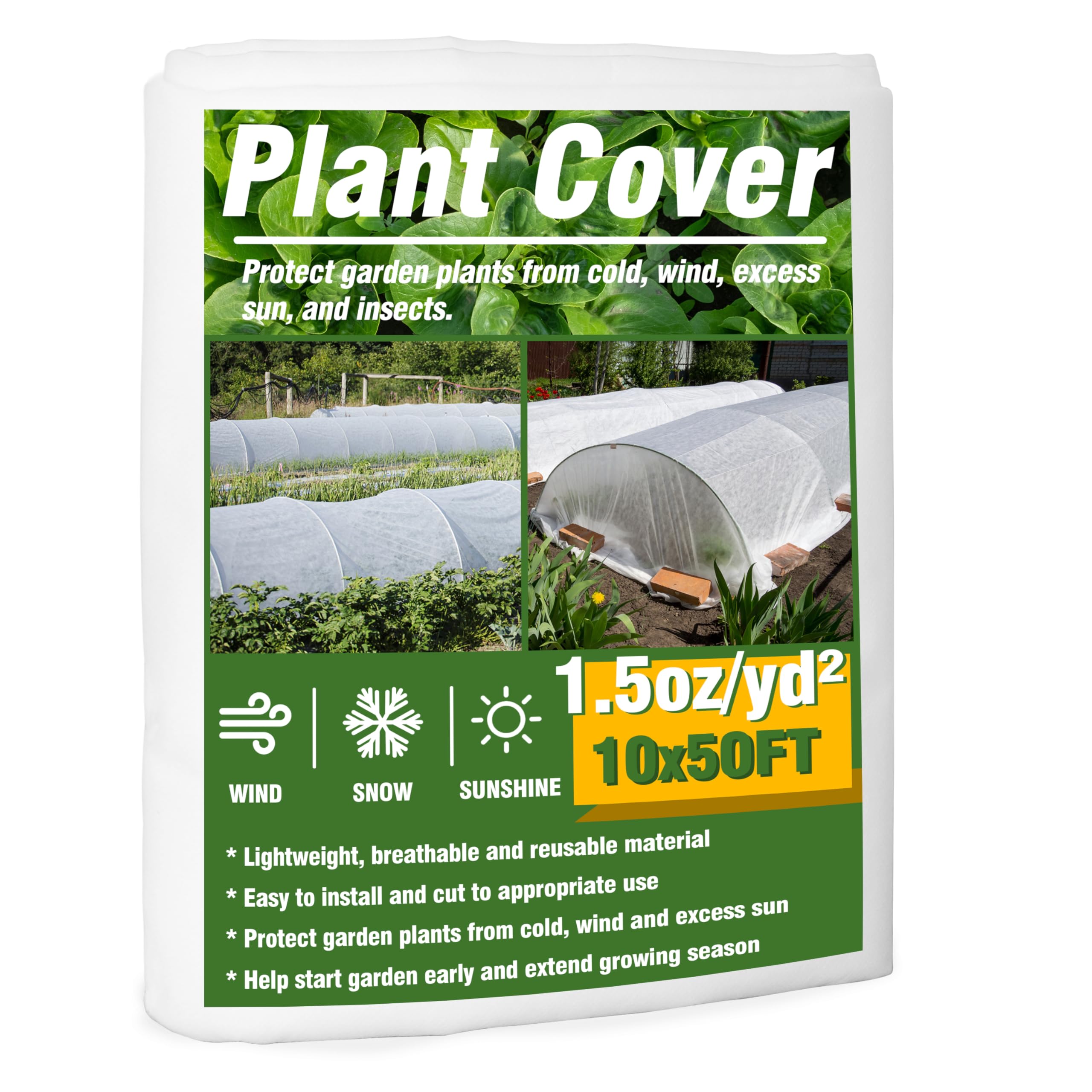Gardzen Plant Covers for Winter Freeze Protection, Floating Row Covers, Frost Blankets for Outdoor Plants, Bush Covers for Cold Weather, 10Ft x 50Ft-image-45