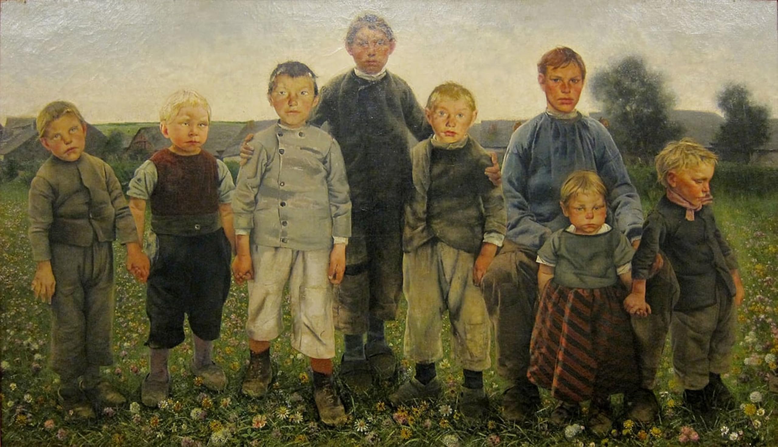 ARTXLXXBN Famous Prints Artwork Pictures Poster Painting Art the Boys of the Series the Ages of the Countryman by Léon Frédéric Artwork Landscape Pictures for Home Decor 60x90cm