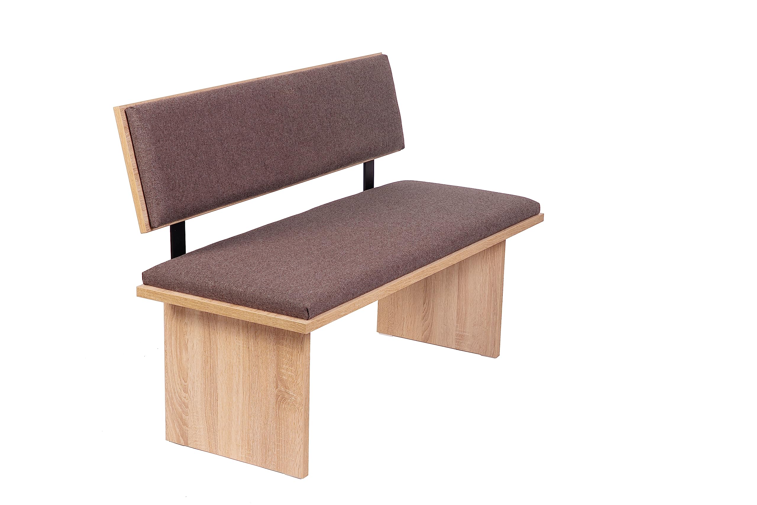 Sitzbank, Eckbank oder Küchenbank mit Lehne 125x85x48 cm, mit Polsterung für hohen Sitzkomfort, ideal als Bank im Esszimmer, einfacher Aufbau, 'Die Stilvolle', Eiche Premiumdekor