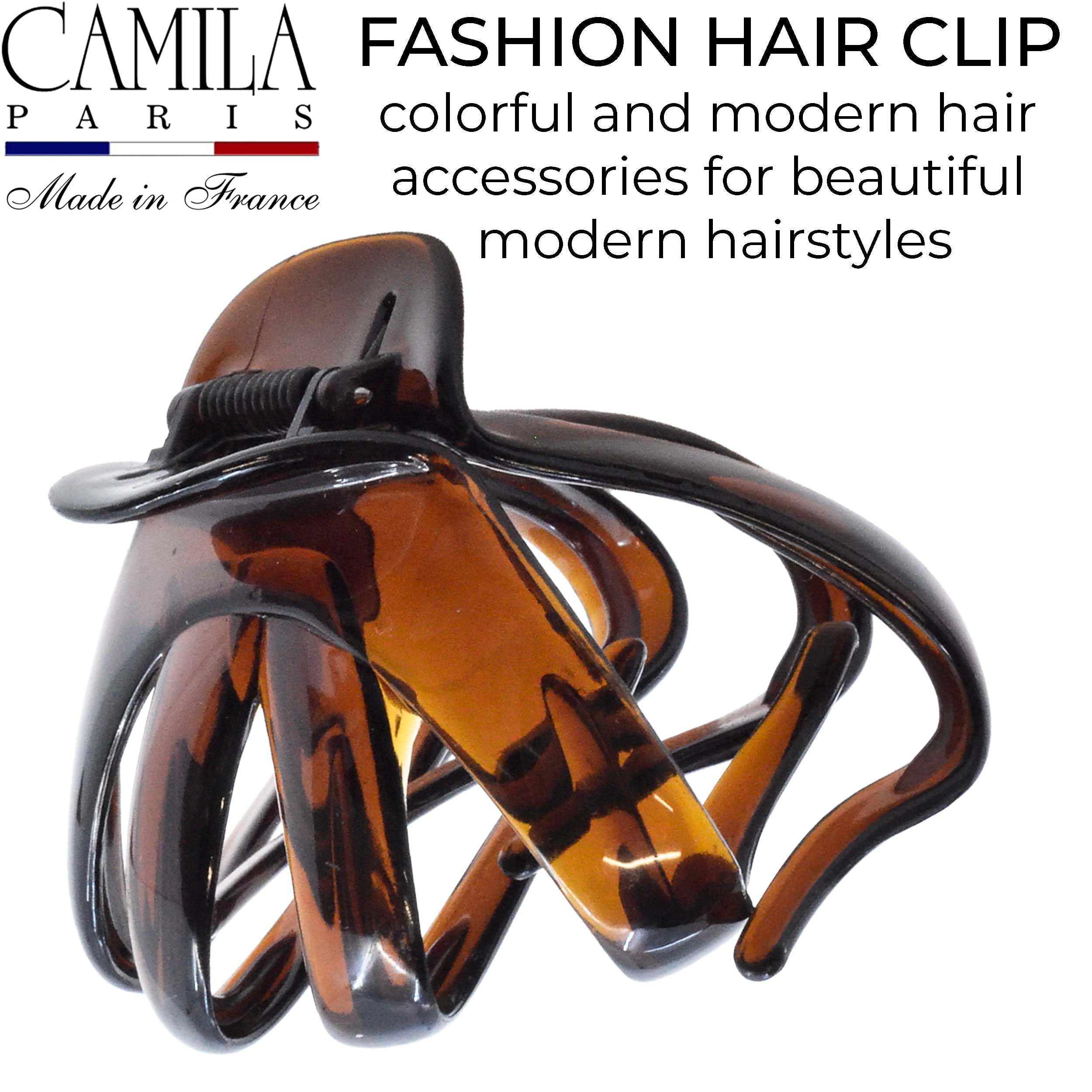 Camila AD704 Camila Paris - Horquillas para el pelo para mujer, pulpo, chicas, accesorios para el pelo duraderos para mujeres, hechas en Francia, AD704., 6 cm, Tortoise, 1 uds. por paquete, 1.00[set de ]