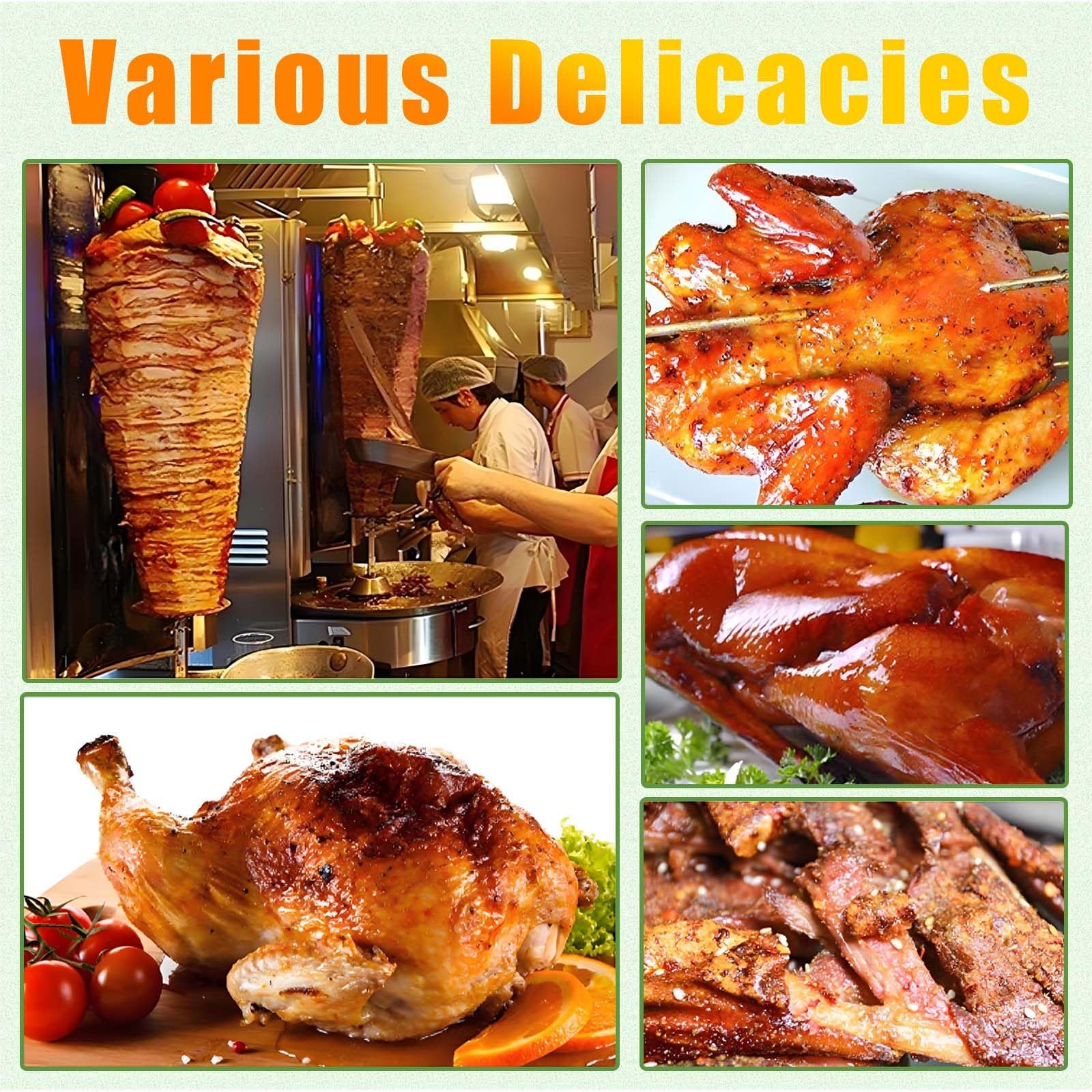 Four à Dinde Rotatif Vertical Et Gril à Shawarma - 3000 W, Chauffage éLectrique Professionnel Uniforme De 50 à 300 °C, Rotation Automatique, Hauteur RéGlable, Acier Inoxydable, pour Gyros