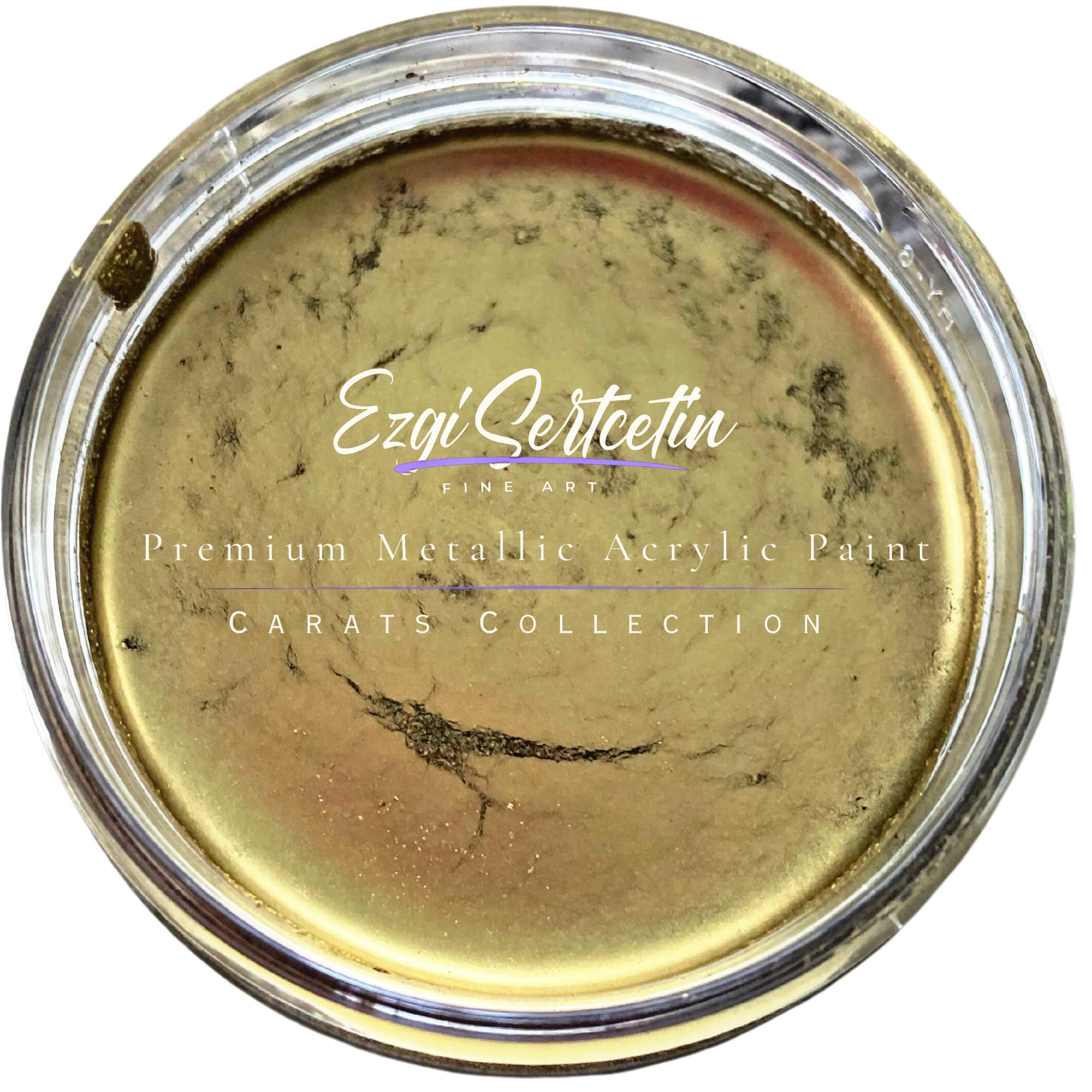 Ezgi Sertcetin Premium Metallic Acrylic Paint 3 oz Antique Gold - Unique Metallic Bright Colors - Special Carat Collection