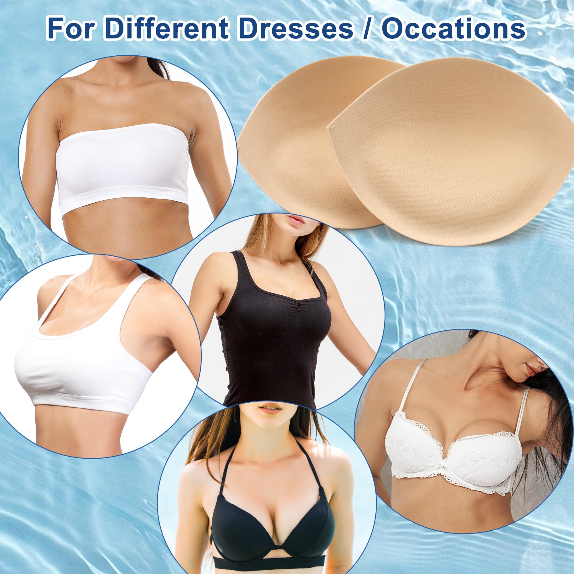 Nimiah Inserti impermeabili per reggiseno, push-up, imbottiture per bikini, per donne, coppe per cucito, aggiungere scollatura in costumi da bagno Top sportivi