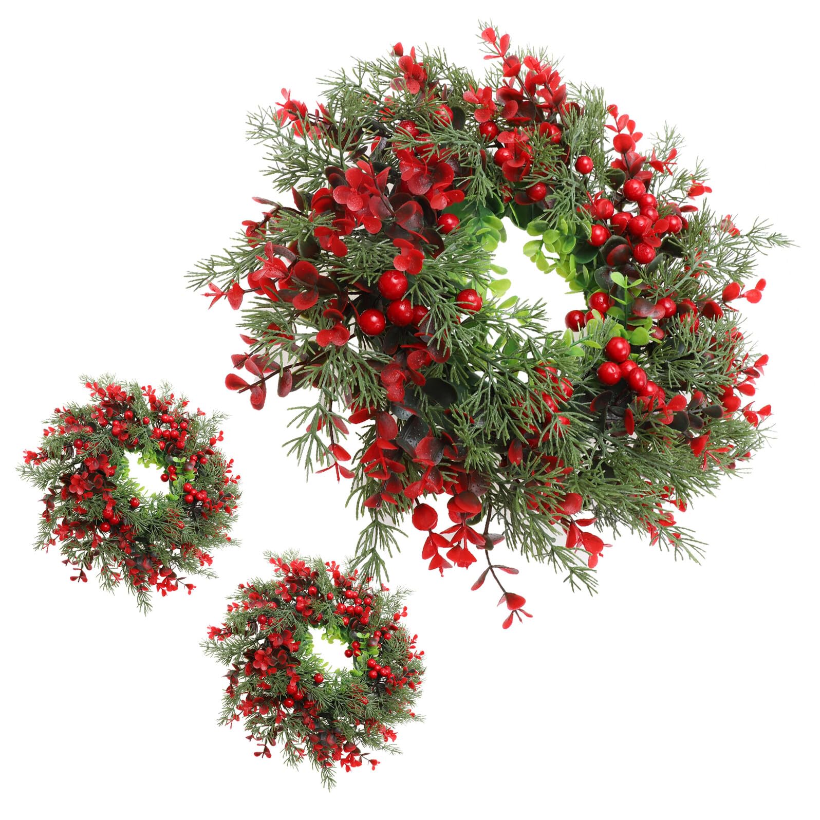 Couronne de Noël en aiguilles de pin pour porte d'entrée et décoration de cheminée chaleureuse