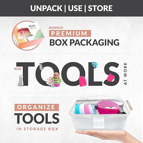 Miniatura 6 de RFAQK Juego completo de 150 puntas de tubería rusas  Kit de suministros de decoración de galletas, cupcakes  Juego de puntas de pastelería (24