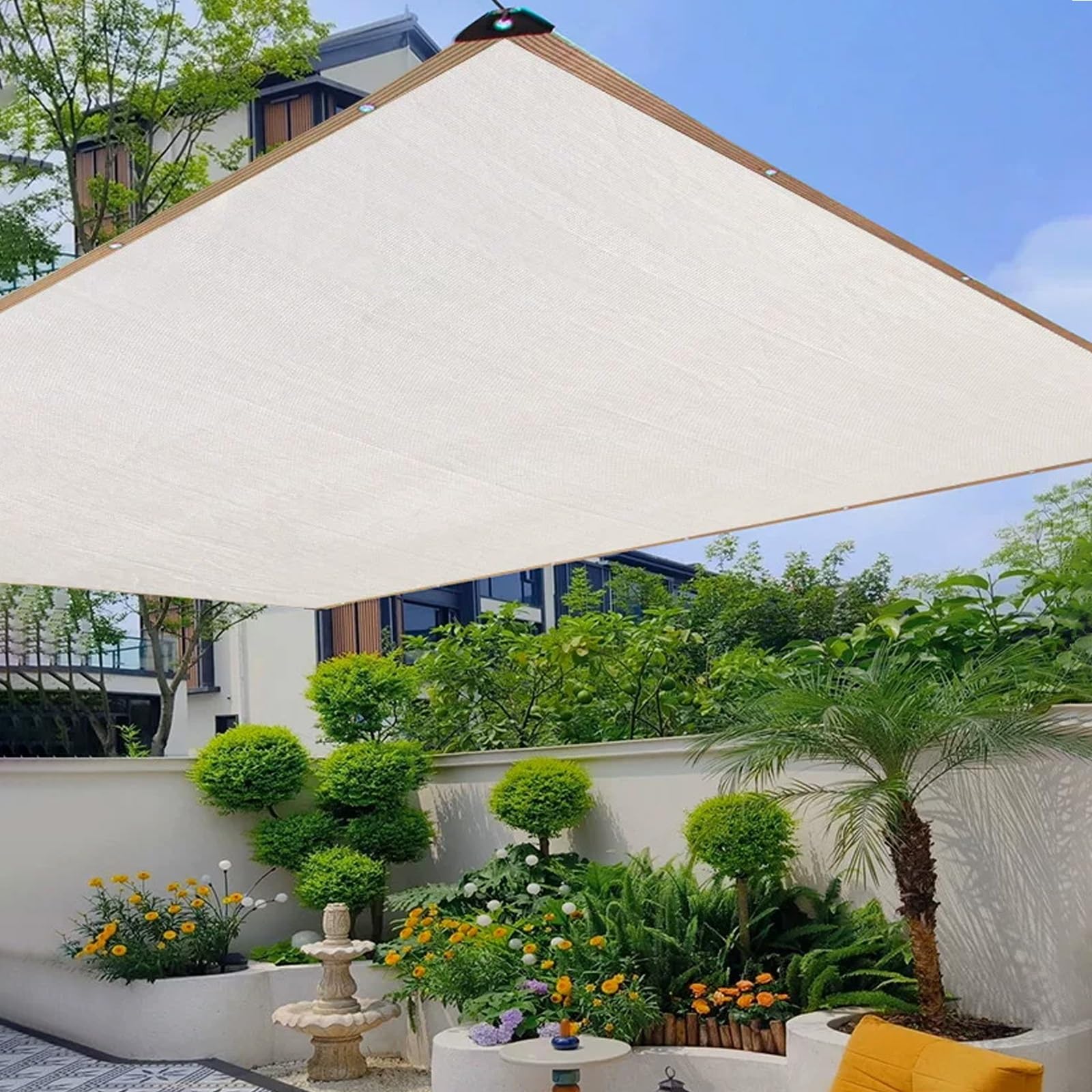 Malla de Sombreo Blanca Red de Sombra con Ojales, Lona Sombra Exterior | HDPE Anti-UV Y Transpirable para Invernadero/Jardín/Pérgola/Patio Césped/Huerto/Balcon/Terraza(2x13m/6.6x42.7ft)