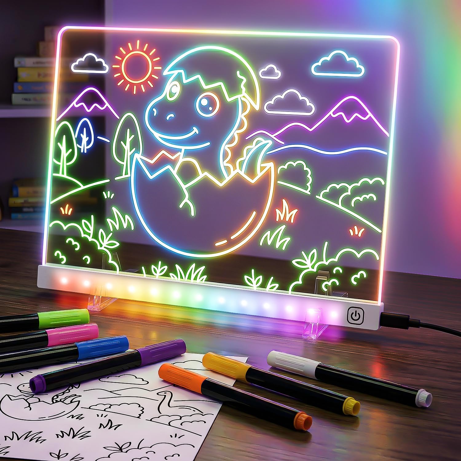 LED Drawing Board with 7 Colors & 3 Light Modes for Kids Gift, 7.9"x11.8"
