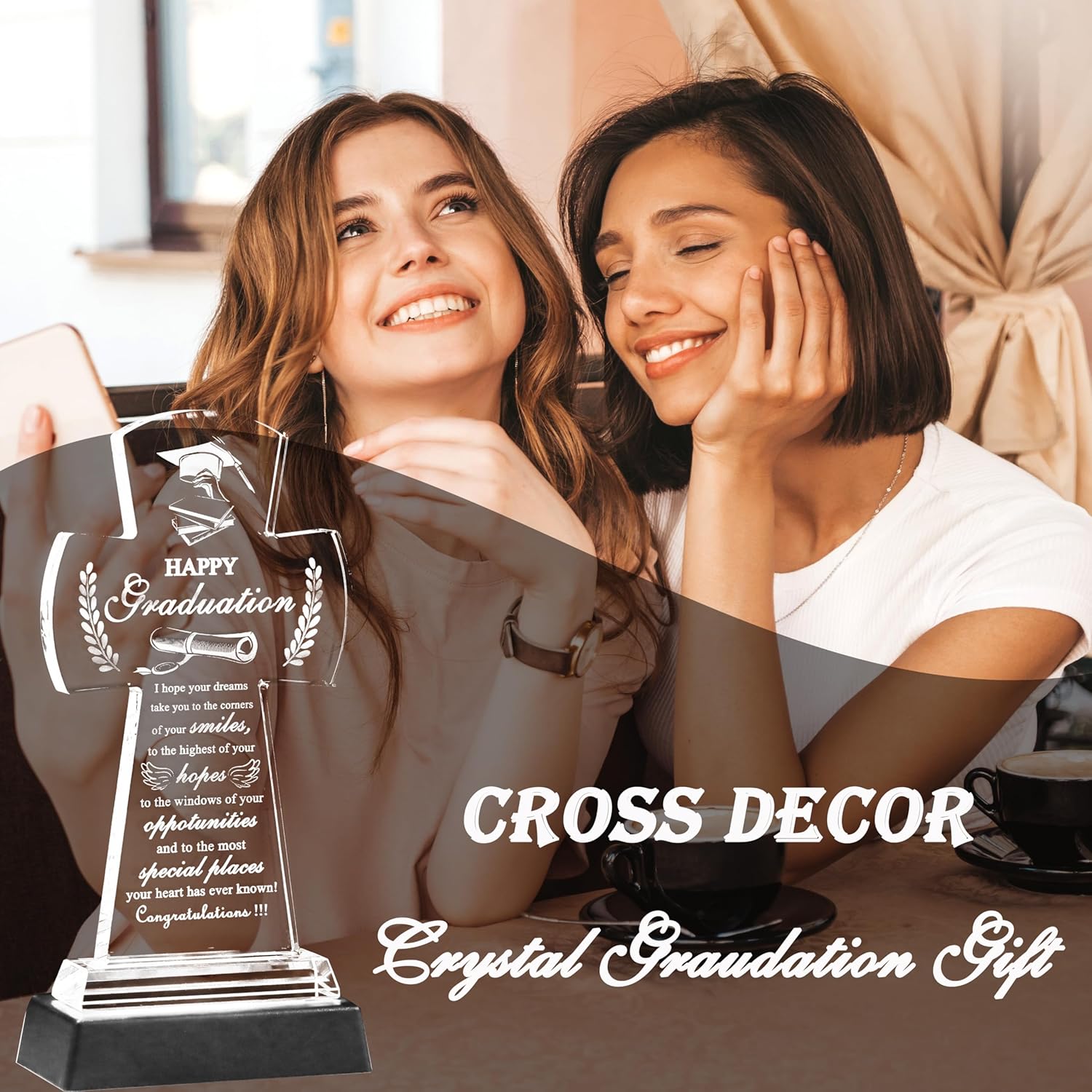 Graduation Gifts for Her Him 2025 Unique - Christian Cross Gifts for Women Men Engraved Class of 2025 with Base - High School College Graduation Gift Ideas for Women Men Girls Daughter Son Unisex