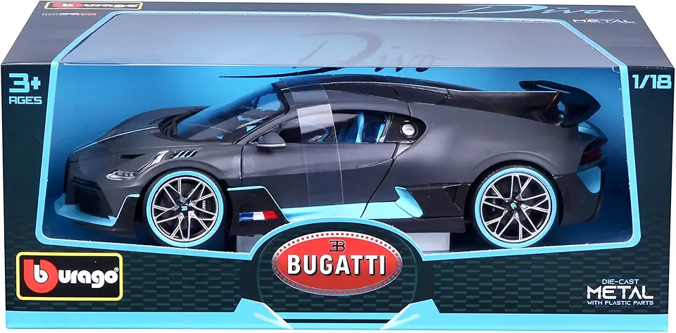 Burago Bugatti Divo 1/18 Escala Miniatura Colecionável Carro Diecast Abre Portas e Compartimentos Adulto e Meninos