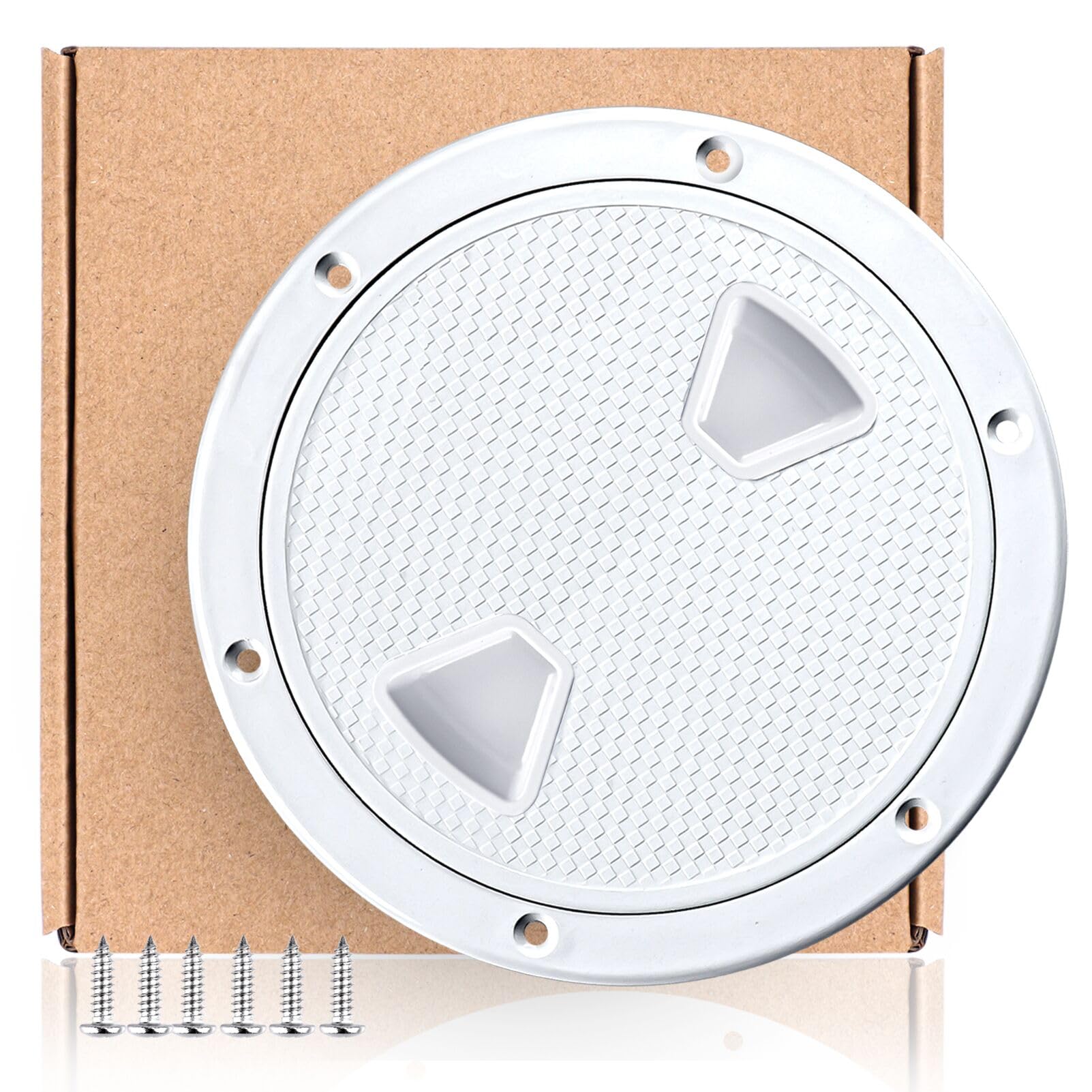 Smartmarine Boat Hatch White 4" 6" 8" Round Non Slip Inspection Hatch w/Detachable Cover for Marine Boat Yacht (6 inch)