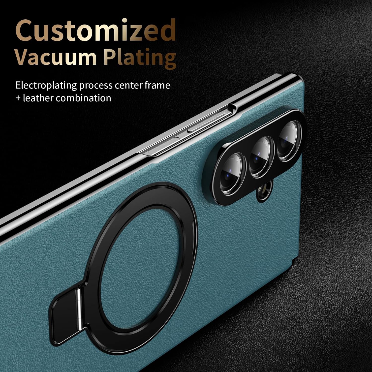 Leather Case for Samsung Galaxy Z Fold 7 Premium Leather Kickstand Cover Hinge Protection Slim Protective Case for Men & Women, Durable Case for Galaxy fold 7 Green