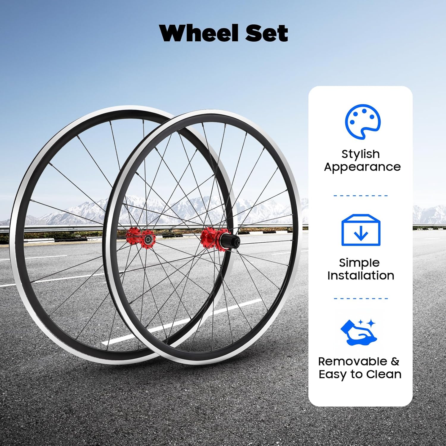 700C Wheelset Road Bike Front Rear Bicycle Wheel Set Ultra-Light Aluminium Alloy Front Rear Bike Wheels,for 7/8/9/10/11 Speed Wheelset,Rims Height 30mm C/V Brake