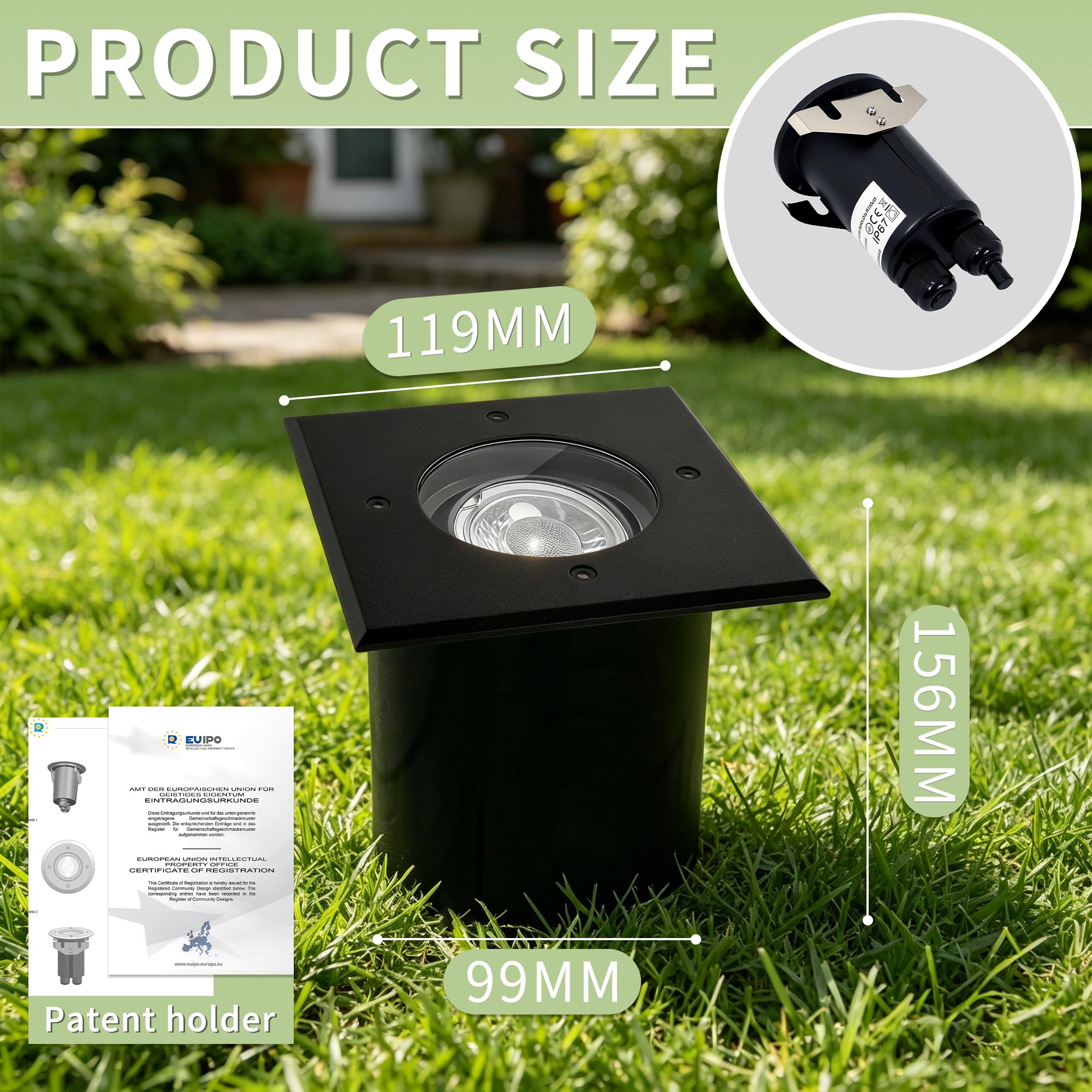 JNR Spot Encastrable Exterieur IP67 étanche 230 V, Noir 4 Pack