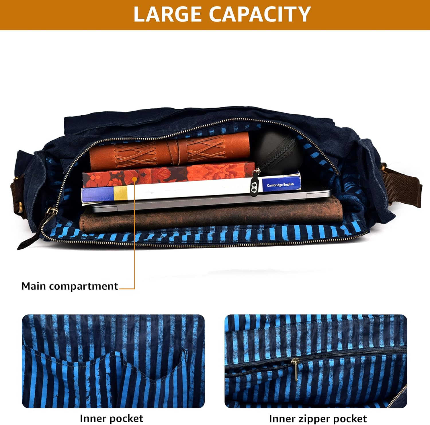 LEATHER VILLAGE Canvas Messenger Shoulder Bag for Men & Women – Stylish Crossbody Satchel for Office, Travel & Daily Use - Image 5